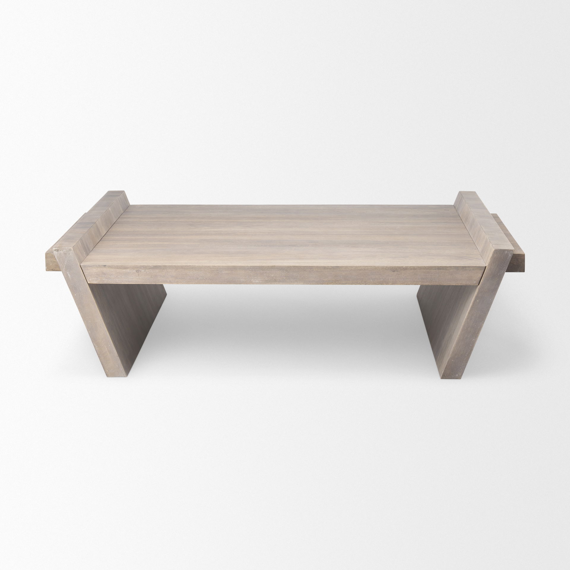 Elaine 59x36 Brown Solid Wood Top & Base Coffee Table, by Mercana, 59" length x 36" width x 16" height View 4