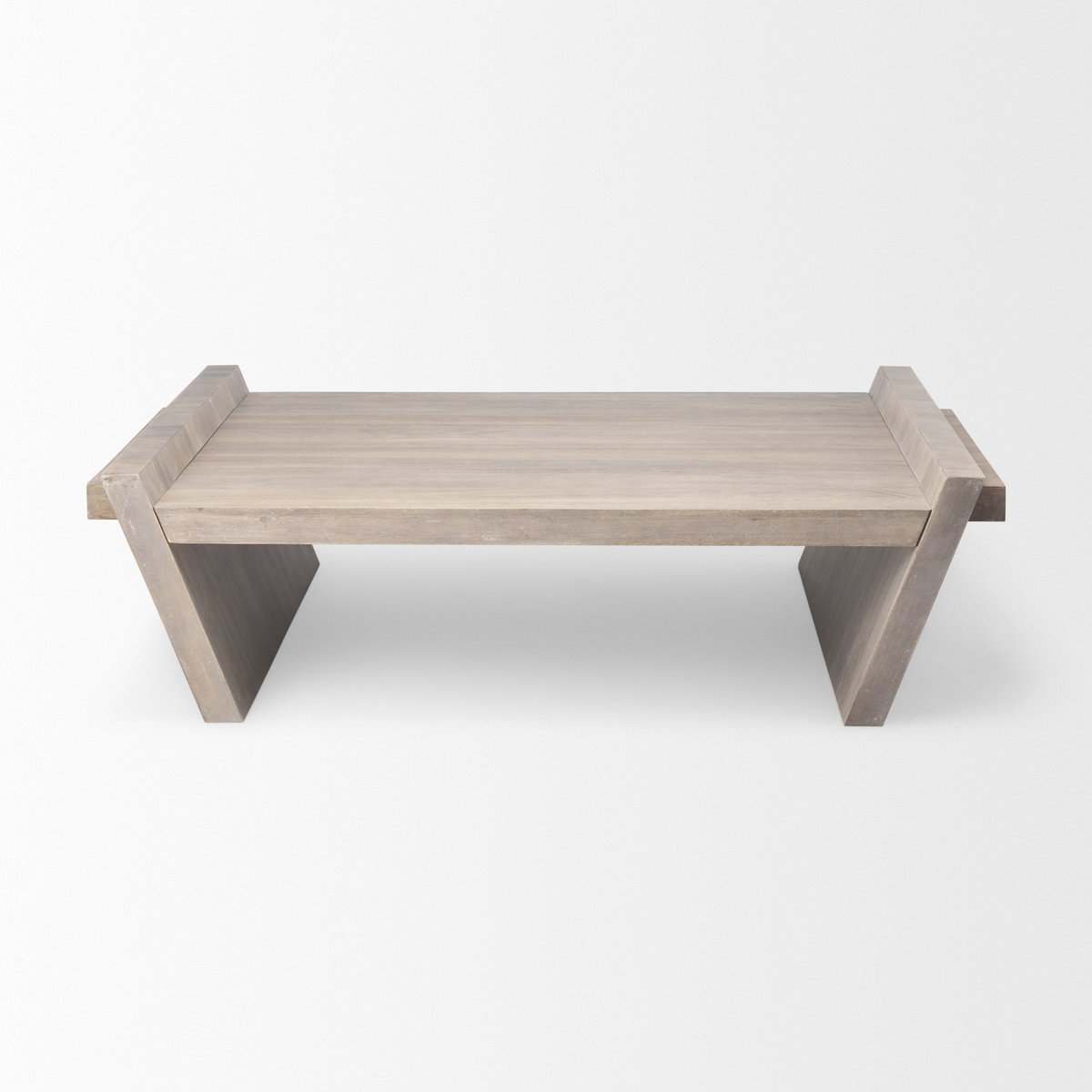 Elaine 59x36 Brown Solid Wood Top & Base Coffee Table, by Mercana, 59" length x 36" width x 16" height View 4