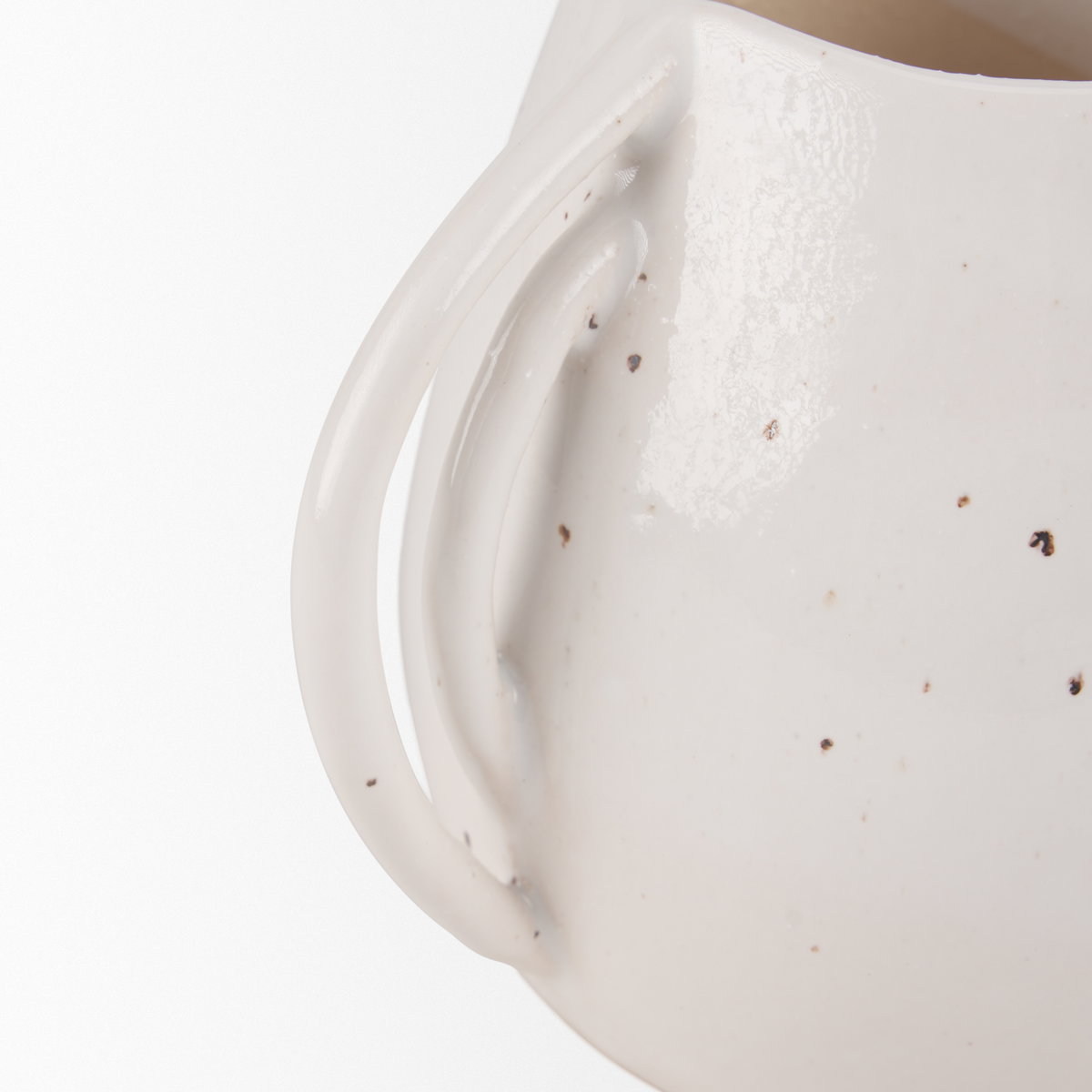 Urvi Short Off White Speckled Asymmetrical Ceramic Vase, by Mercana, 7.68" length x 5.31" width x 6.5" height View 9