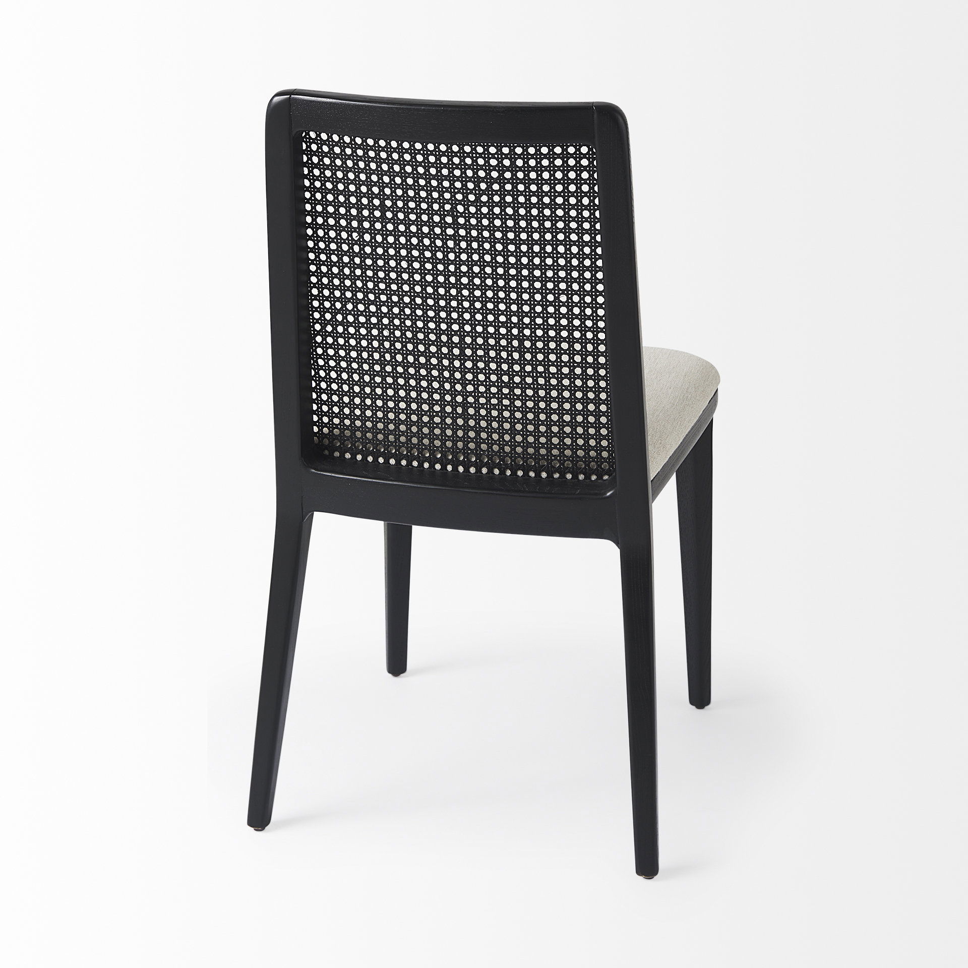 Clara Black Wood with Cream Fabric Seat and Cane Back Armless Dining Chair large image 