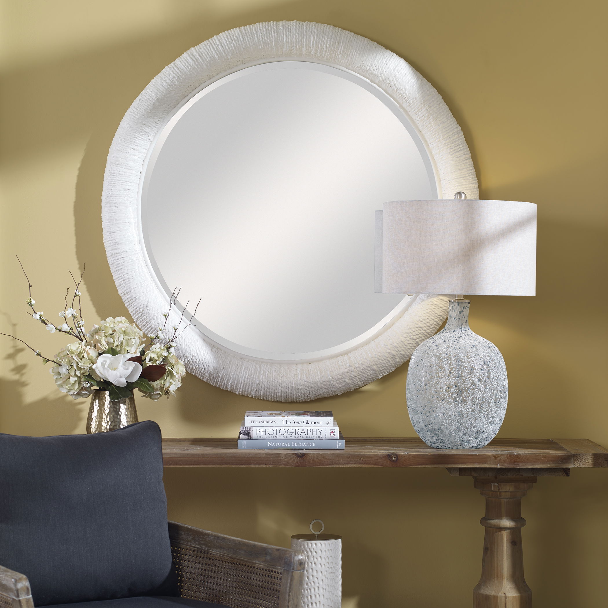 Mariner White Round Mirror large image 