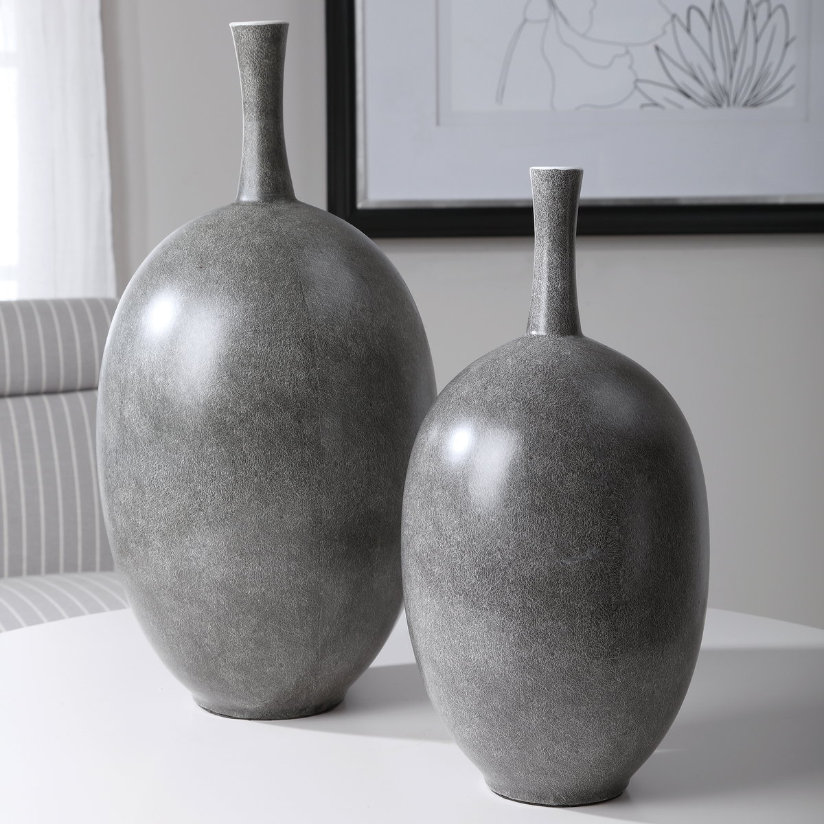 Riordan Modern Vases Set/2, by Uttermost, 10" width x 19.75" height x 10" depth View 5
