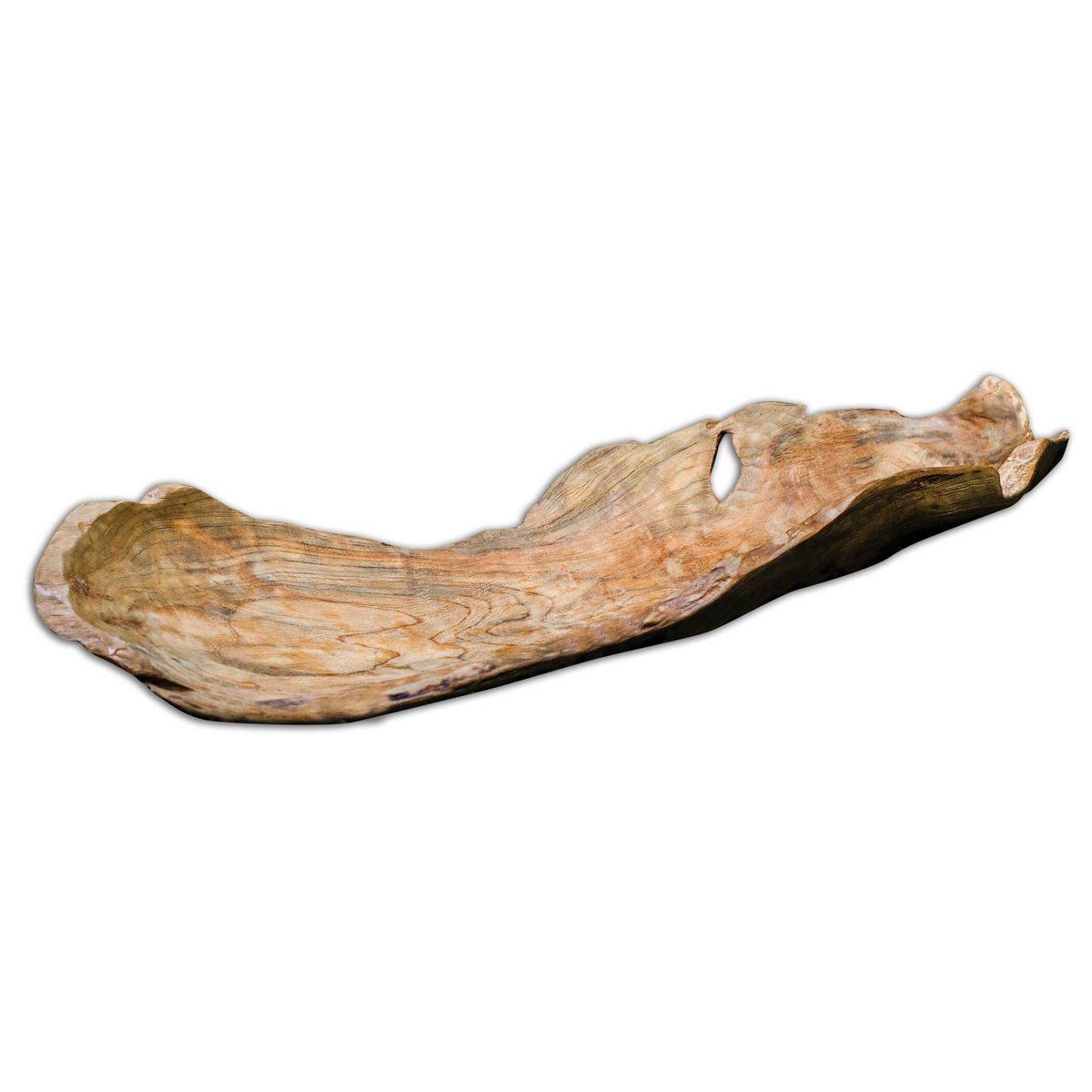 Teak Leaf Bowl, Decorative Tray by Uttermost, 26.75" width x 4.75" height x 9.75" depth View 1