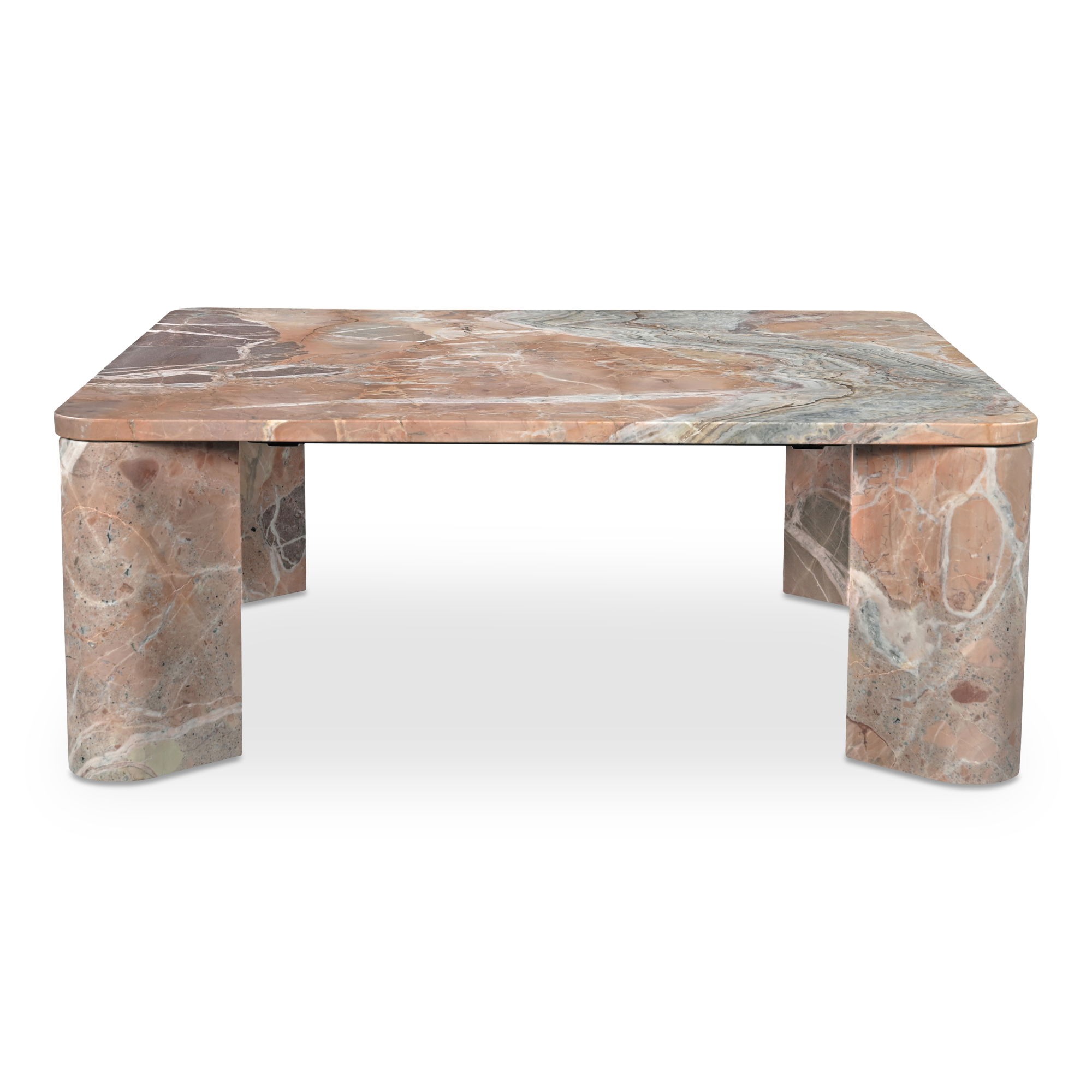 Segment Coffee Table Orange Levante Marble, by Moe's Home, 35.5" width x 13" height x 35.5" depth View 1