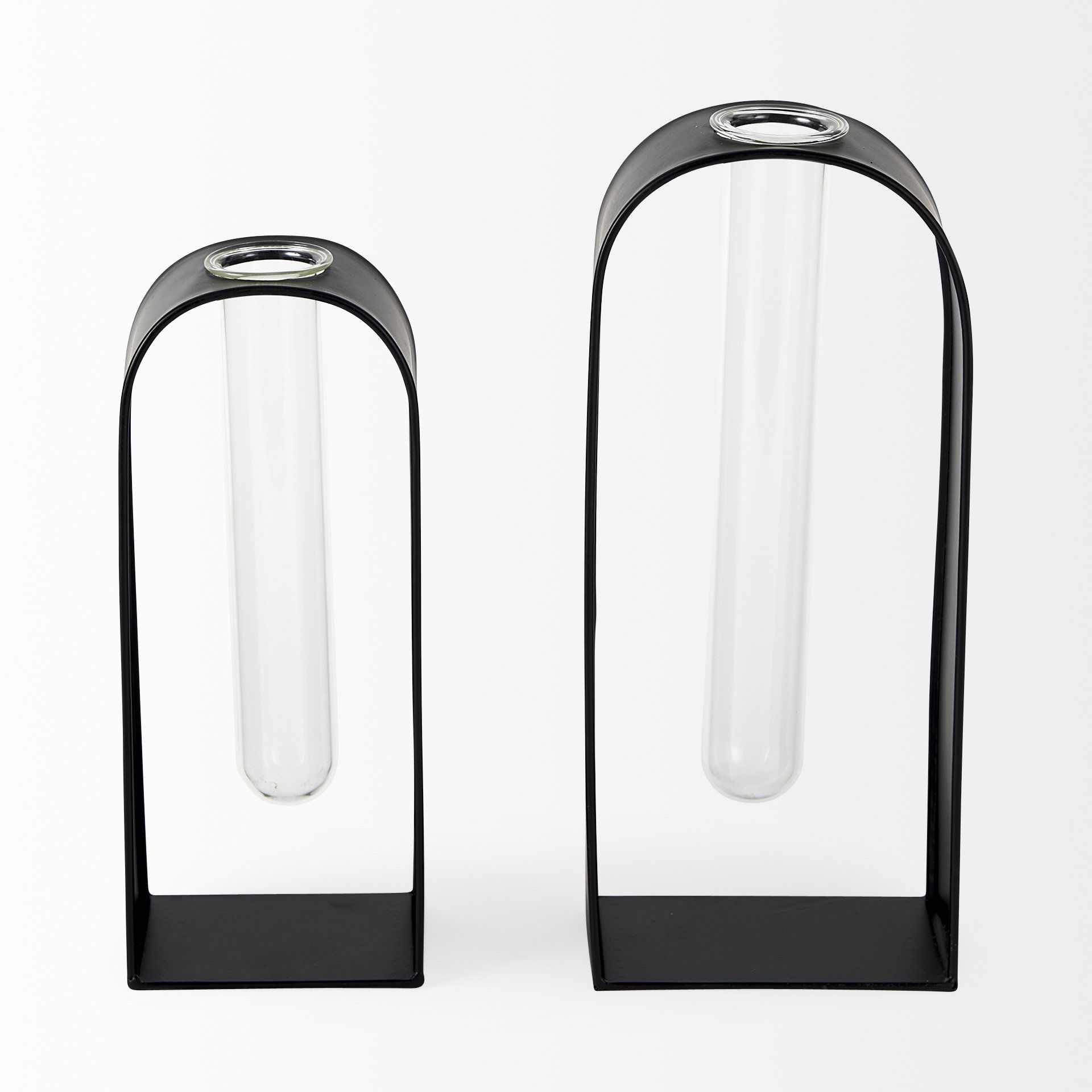 Boyer  Black Metal with Glass Set of Two Test Tube Decorative Objects large image 