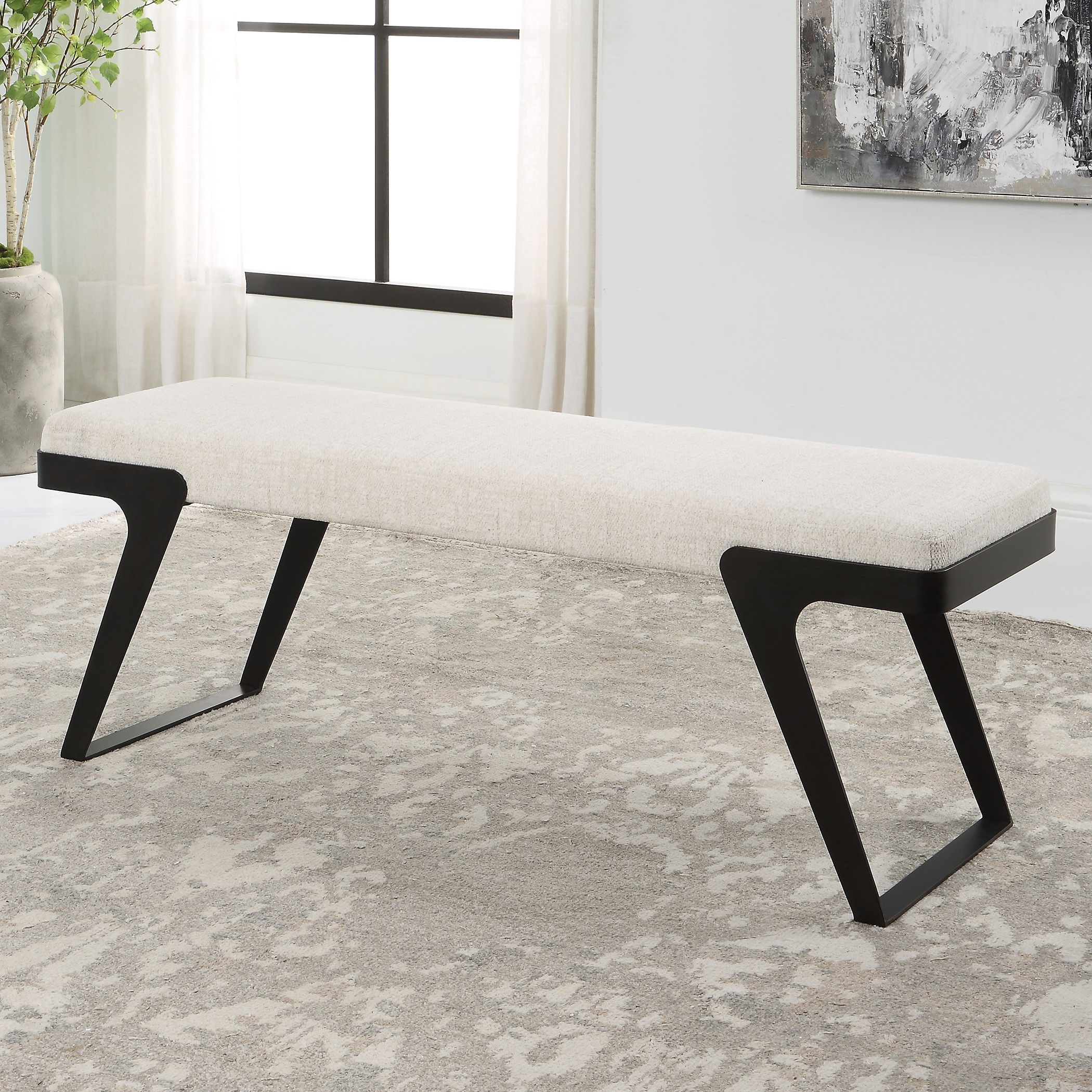 Hover Modern Bench, Furniture by Uttermost, 53" width x 19" height x 16" depth View 2