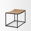 Taniel Light Brown Wood with Black Metal Stool, Ottoman by Mercana, 23.25" length x 16" width x 17" height thumbnail 5