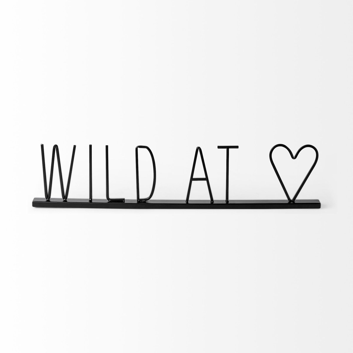 Wild at Heart 24L x 1W Black Metal Sign, Decorative Object by Mercana, 23.86" length x 1.18" width x 5.31" height View 4