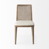 Clara Cane Back Dining Side Chair | Cream Fabric with Brown Wood, Dining Chair by Mercana, 18" length x 23.25" width x 33.75" height thumbnail 7