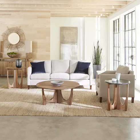 Walnut Grove Round Lamp Table - Wood Top