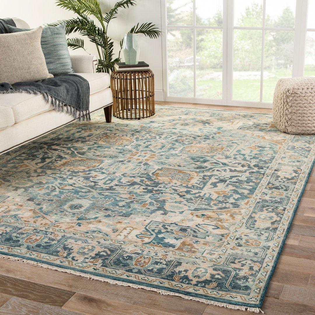 Jaipur Living Elyas Hand-Knotted Medallion Blue/ Ivory Area Rug (10'X14') large image 