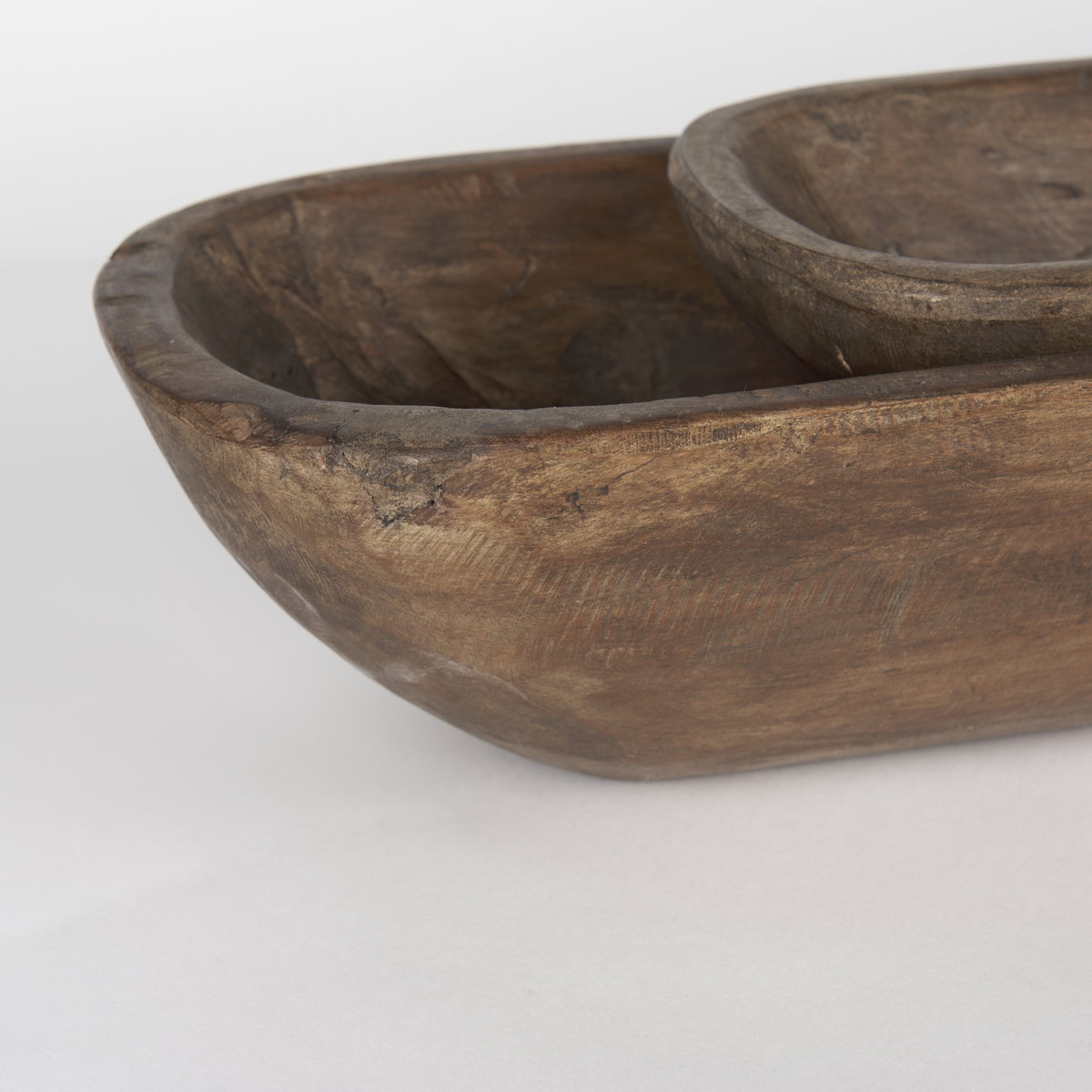 Athena Set of 2 Extra Large Medium Brown Reclaimed Wood Trays, Decorative Tray by Mercana, 34" length x 8" width x 5" height View 8