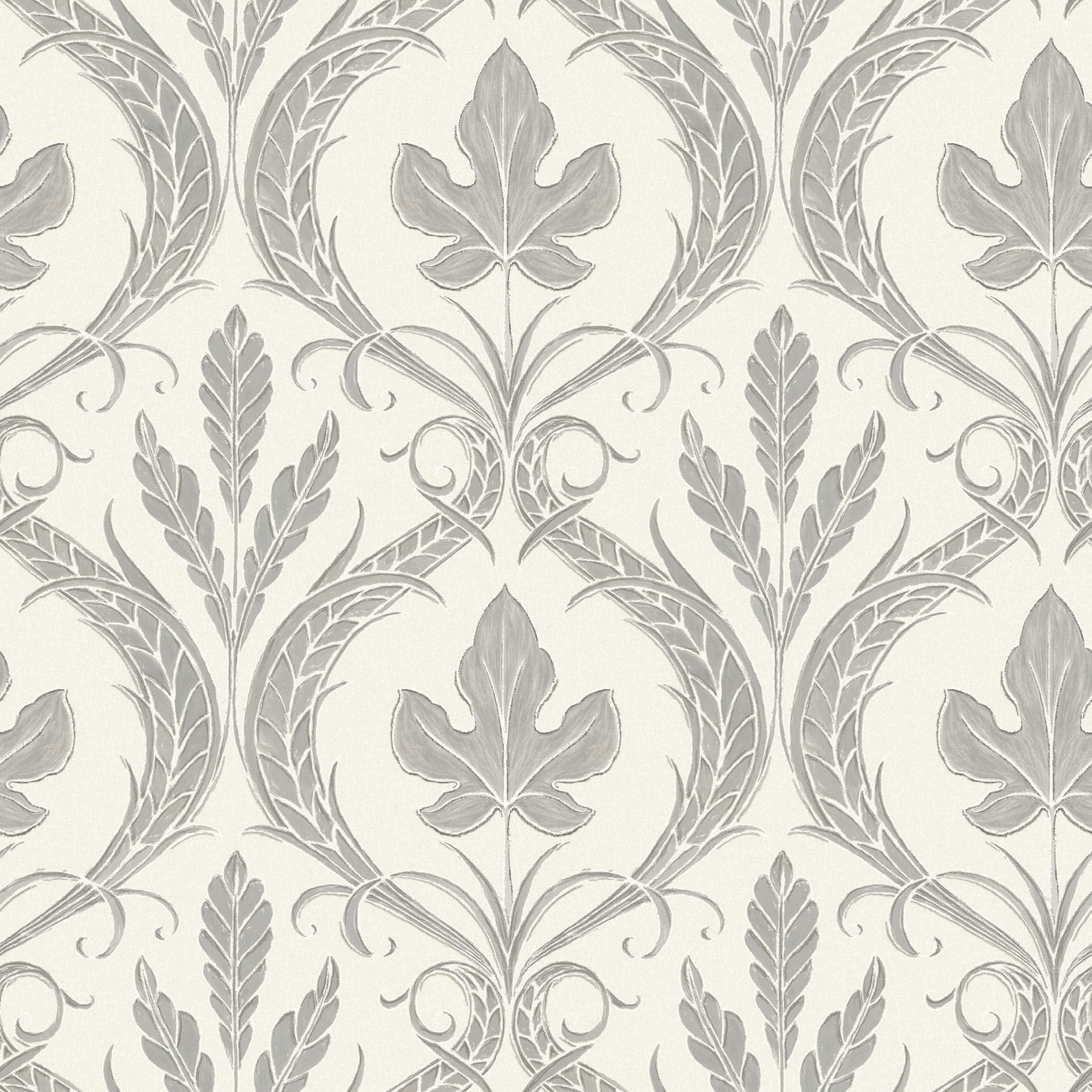 Adirondack Damask Grey & Beige Wallpaper large image 