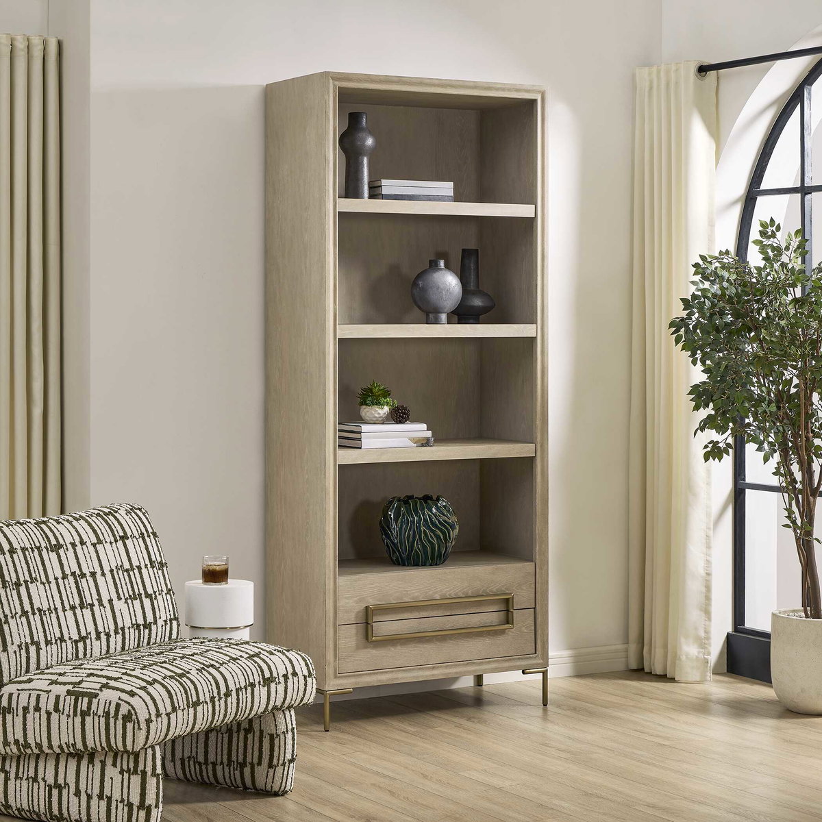 Alessia Light Oak Etagere, Furniture by Uttermost, 36" width x 88" height x 18" depth View 3
