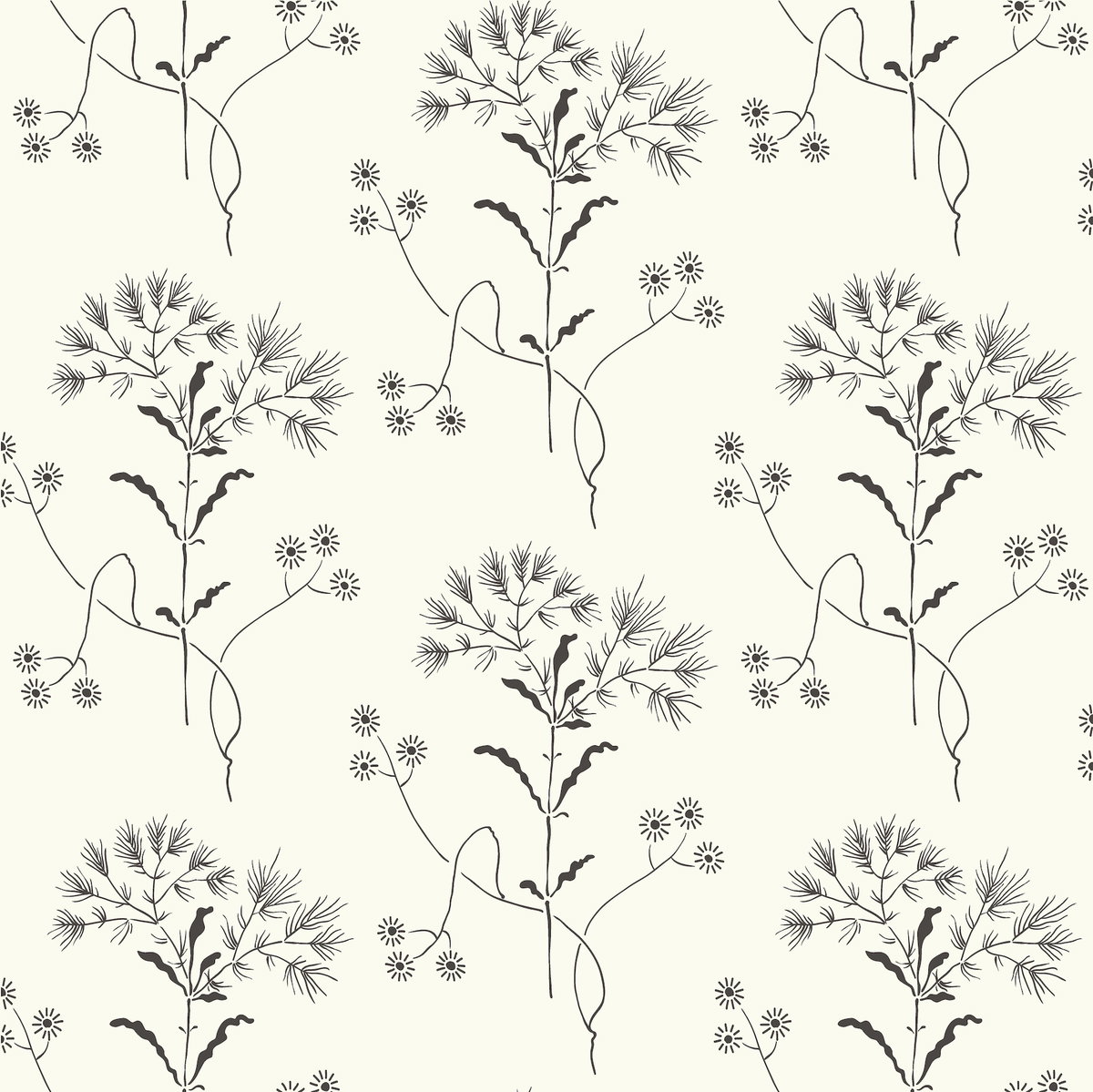 Magnolia Home Wildflower Black & White Peel & Stick Wallpaper, by York Wall, 20' length x 1'8.5" width x 0.02" depth