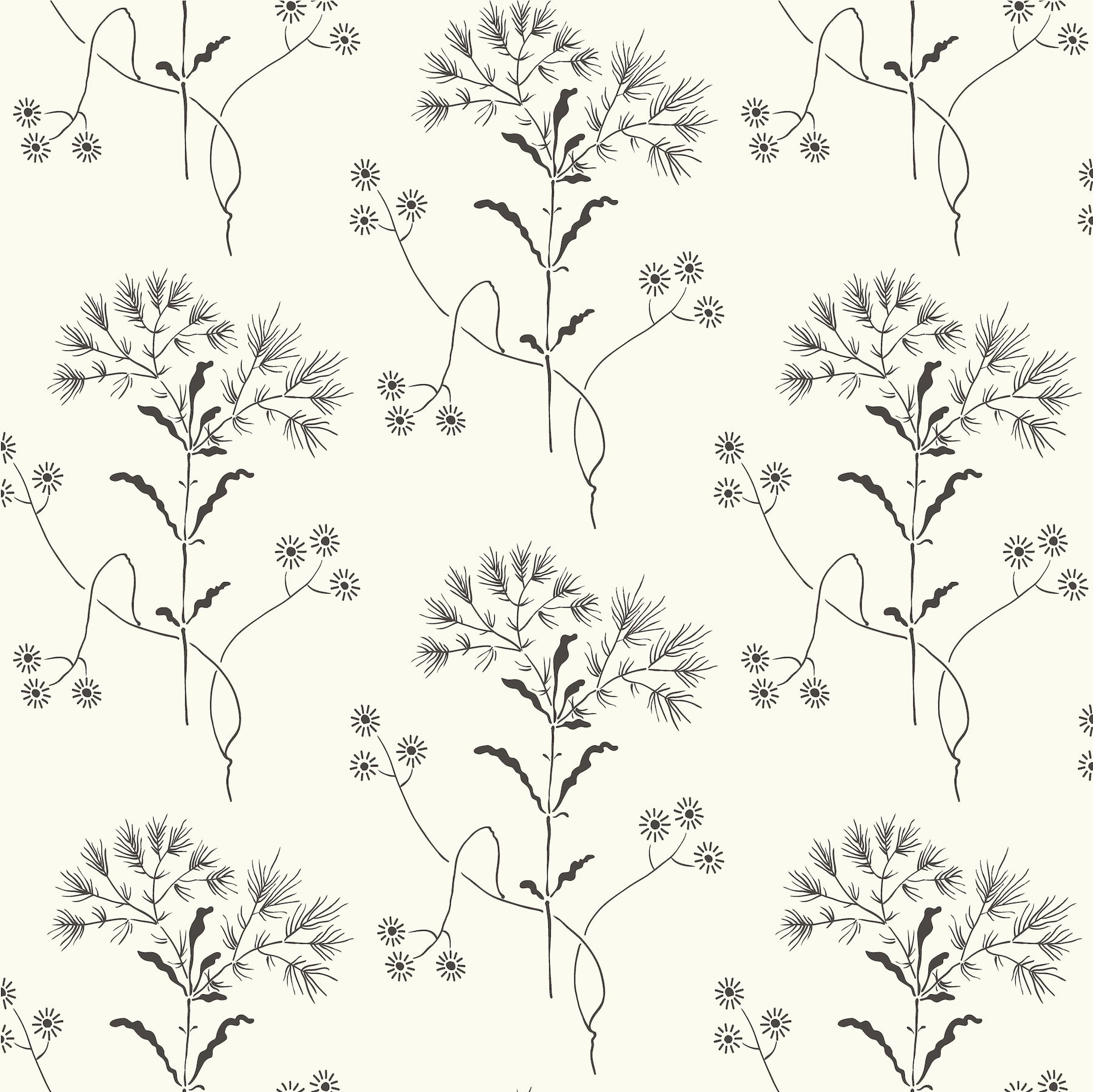 Magnolia Home Wildflower Black & White Peel & Stick Wallpaper large image 