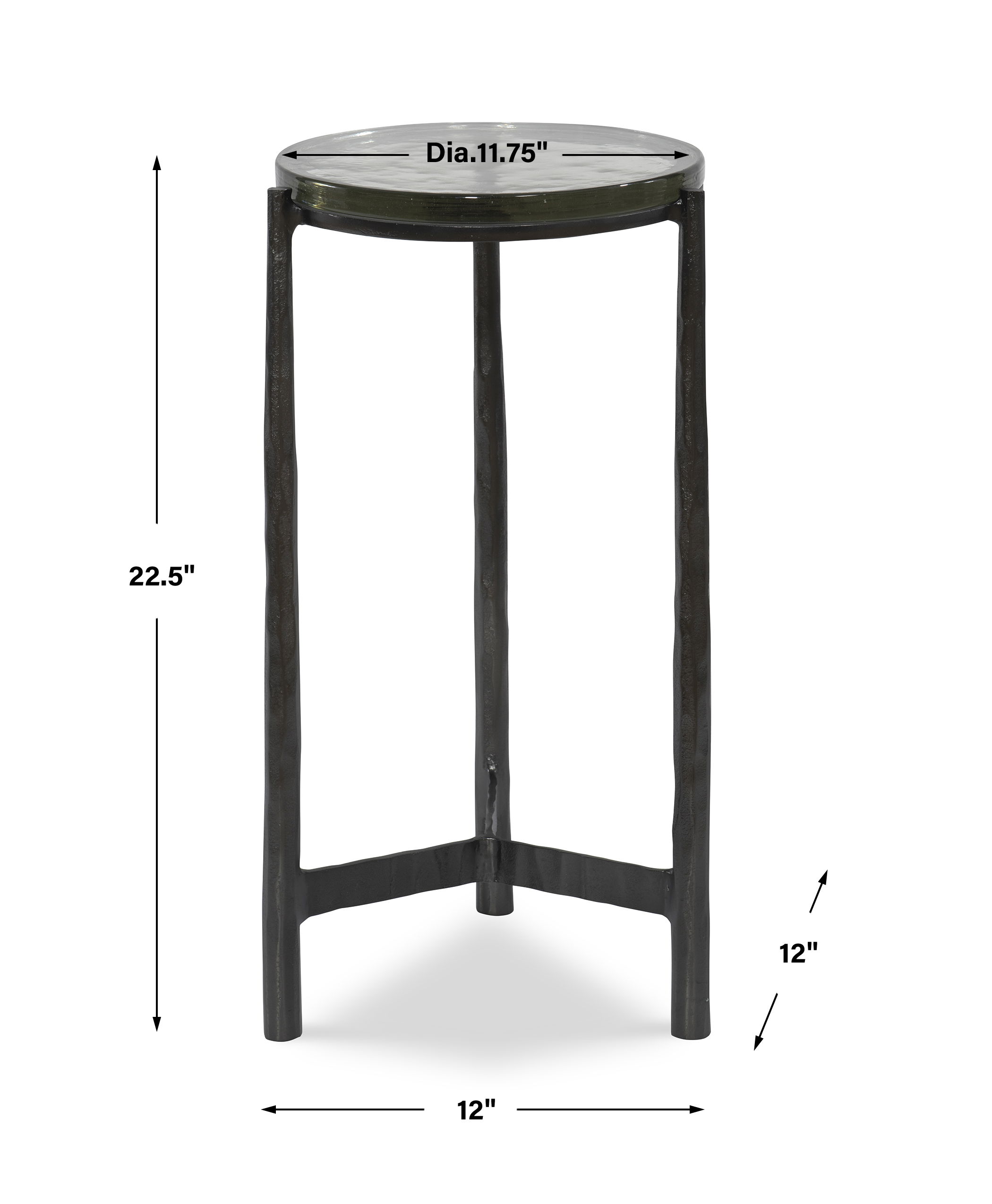 Eternity Iron & Glass Accent Table, Furniture by Uttermost, 12" width x 22.5" height x 12" depth View 3