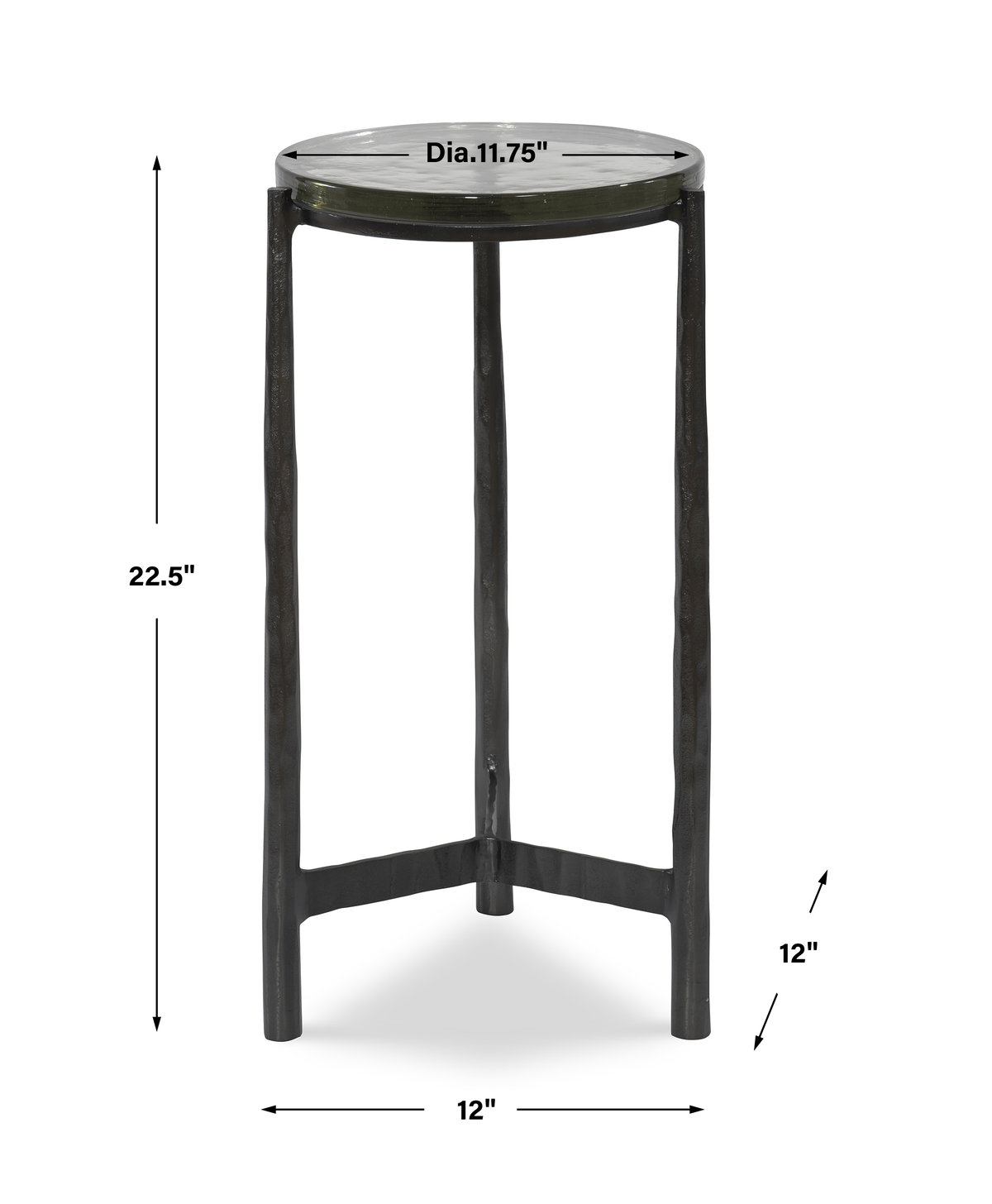Eternity Iron & Glass Accent Table, Side & End Table by Uttermost, 12" width x 22.5" height x 12" depth View 3