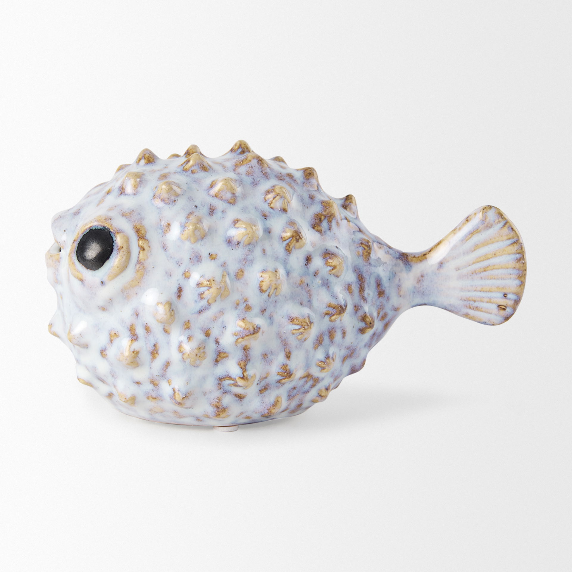 Spike I (Small) 8L x 4W Off-White Ceramic Puffer Fish, Decorative Object by Mercana, 7.48" length x 4.33" width x 4.53" height View 4