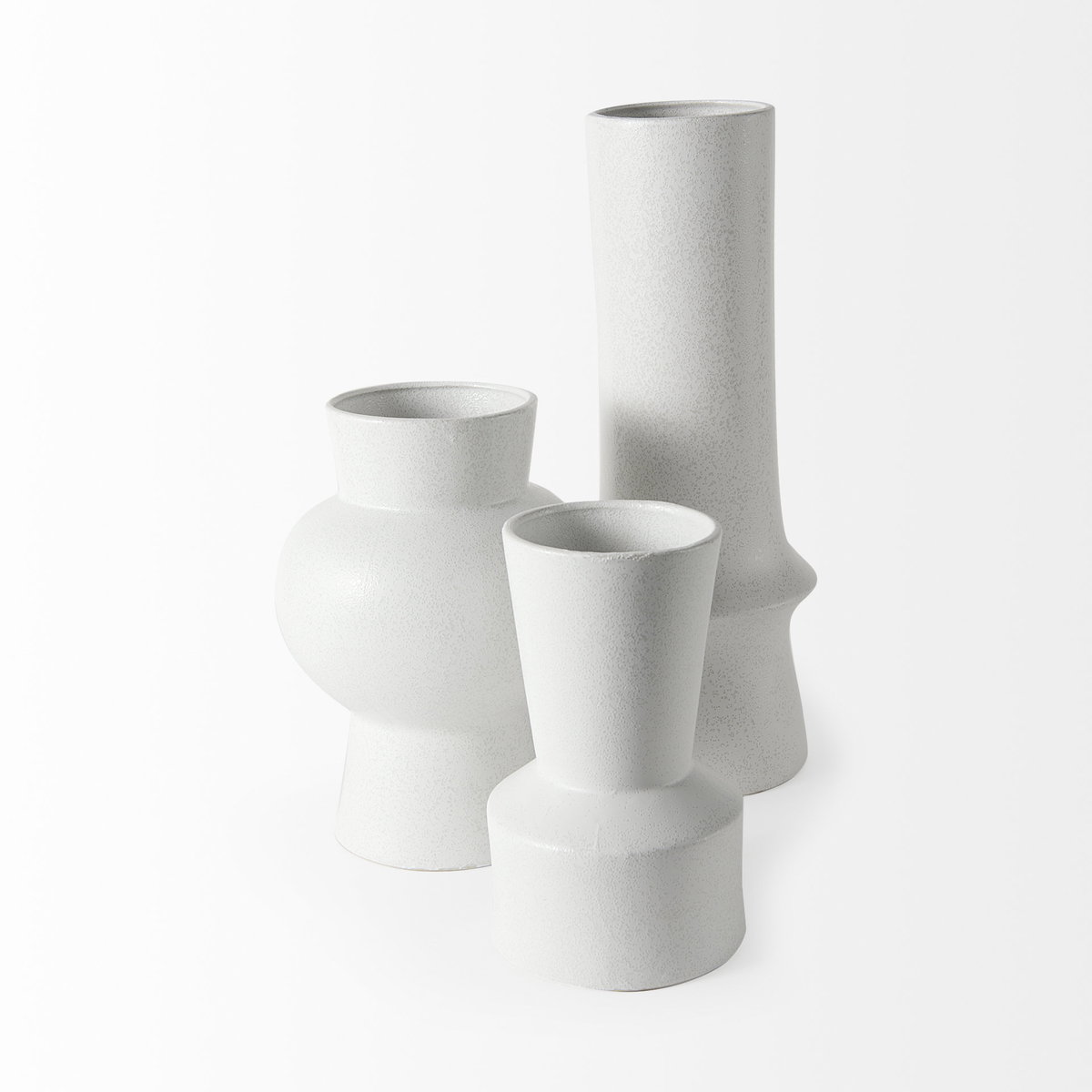 Laforge 9.4H Small White Ceramic Vase, by Mercana, 5.51" length x 5.51" width x 9.45" height View 4