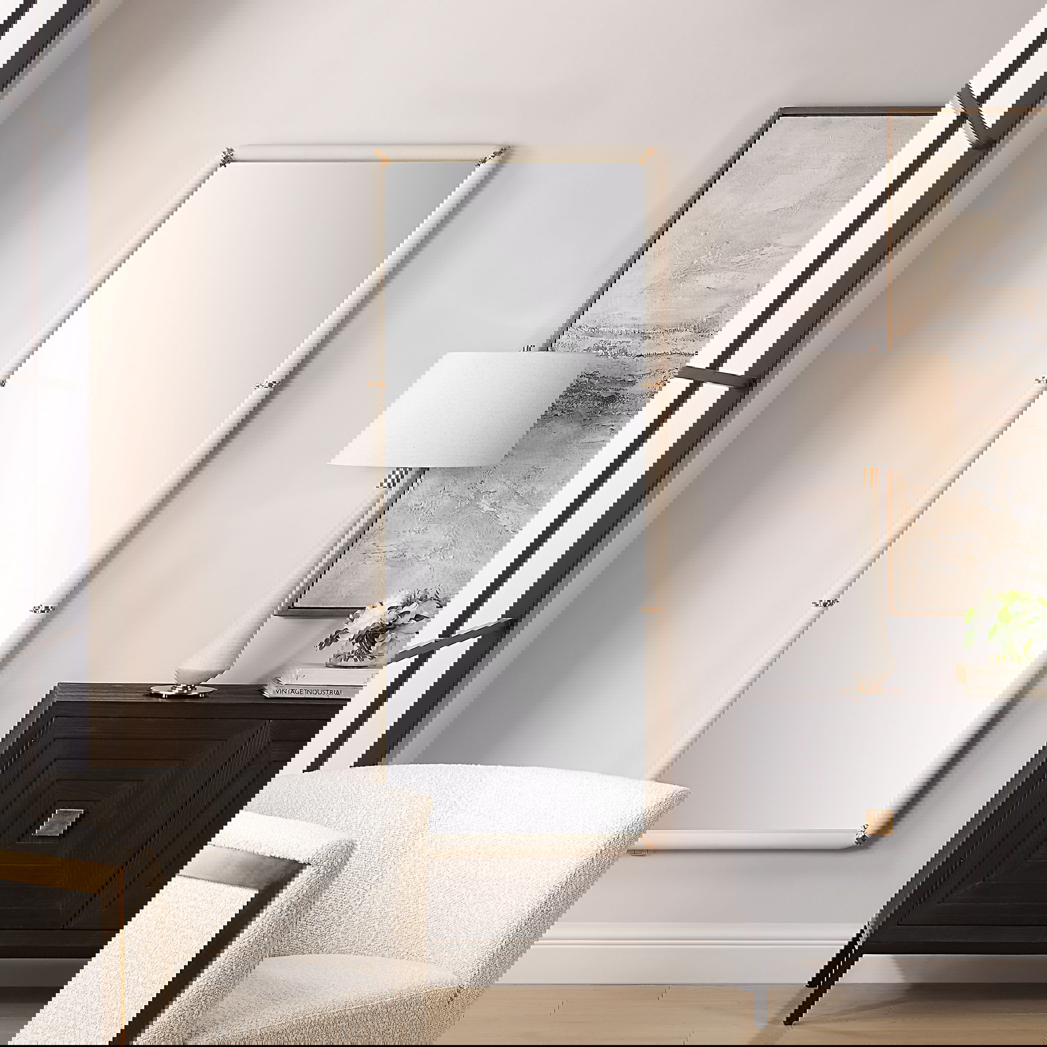 Cyprus White Dressing Mirror, by Uttermost, 30.5" width x 72" height x 2.87" depth View 2