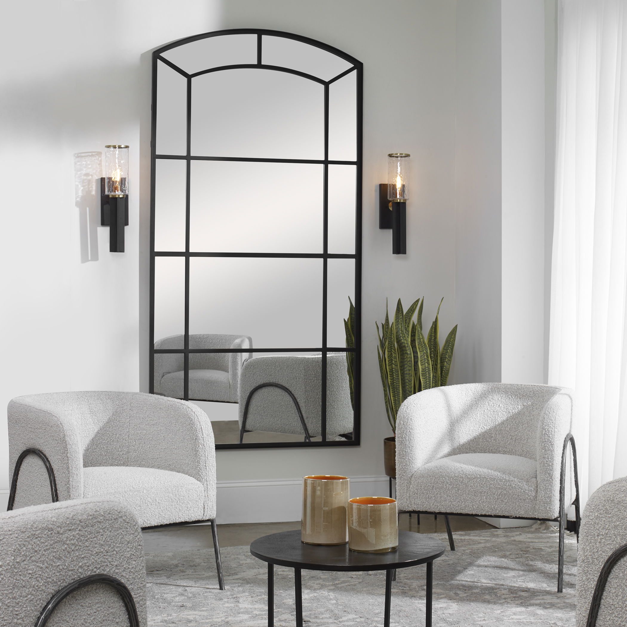 Camber Oversized Arch Mirror, by Uttermost, 42.12" width x 81.75" height x 1.62" depth View 5