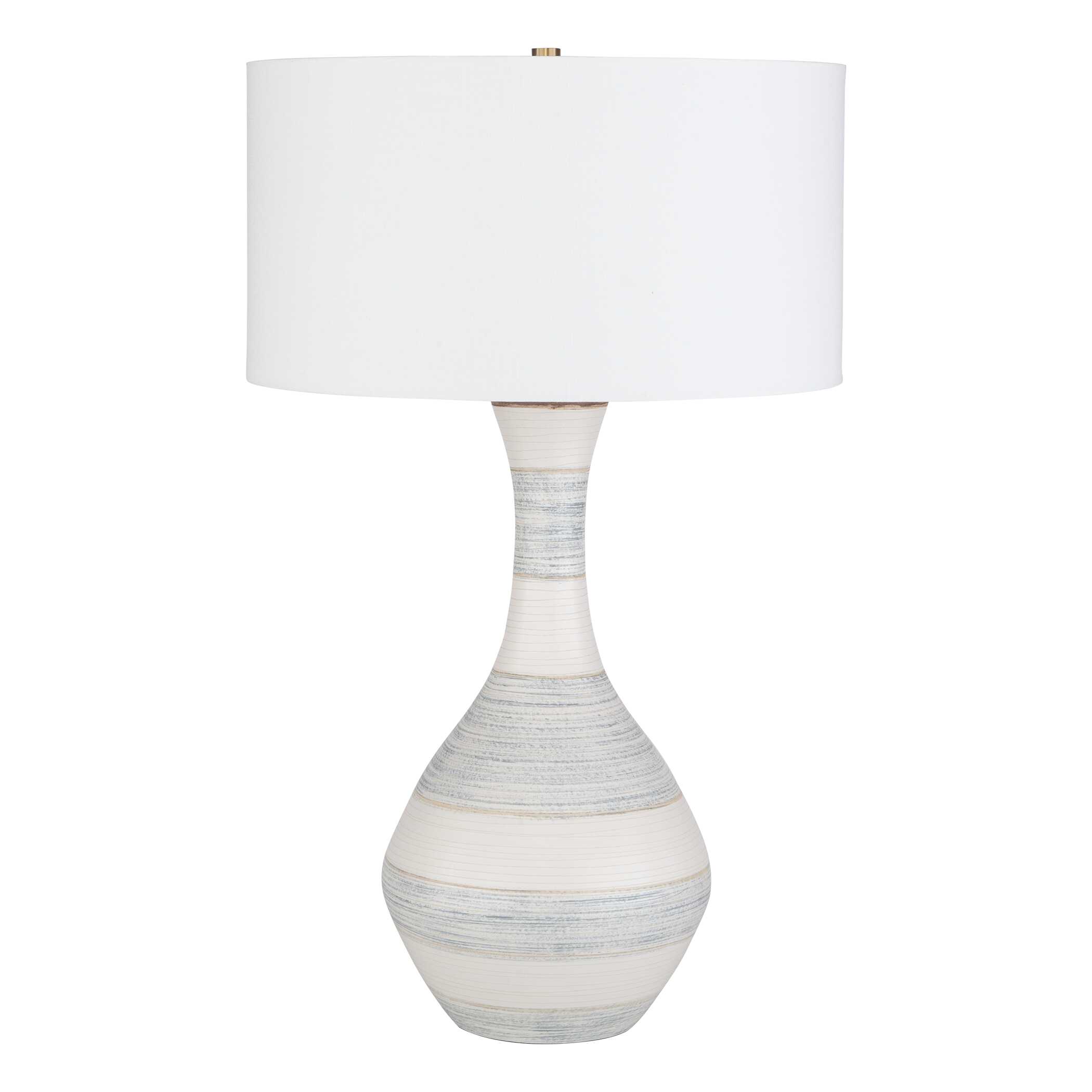 Potter Striped Ivory Blue Table Lamp, by Uttermost, 20" width x 32.5" height x 20" depth View 5