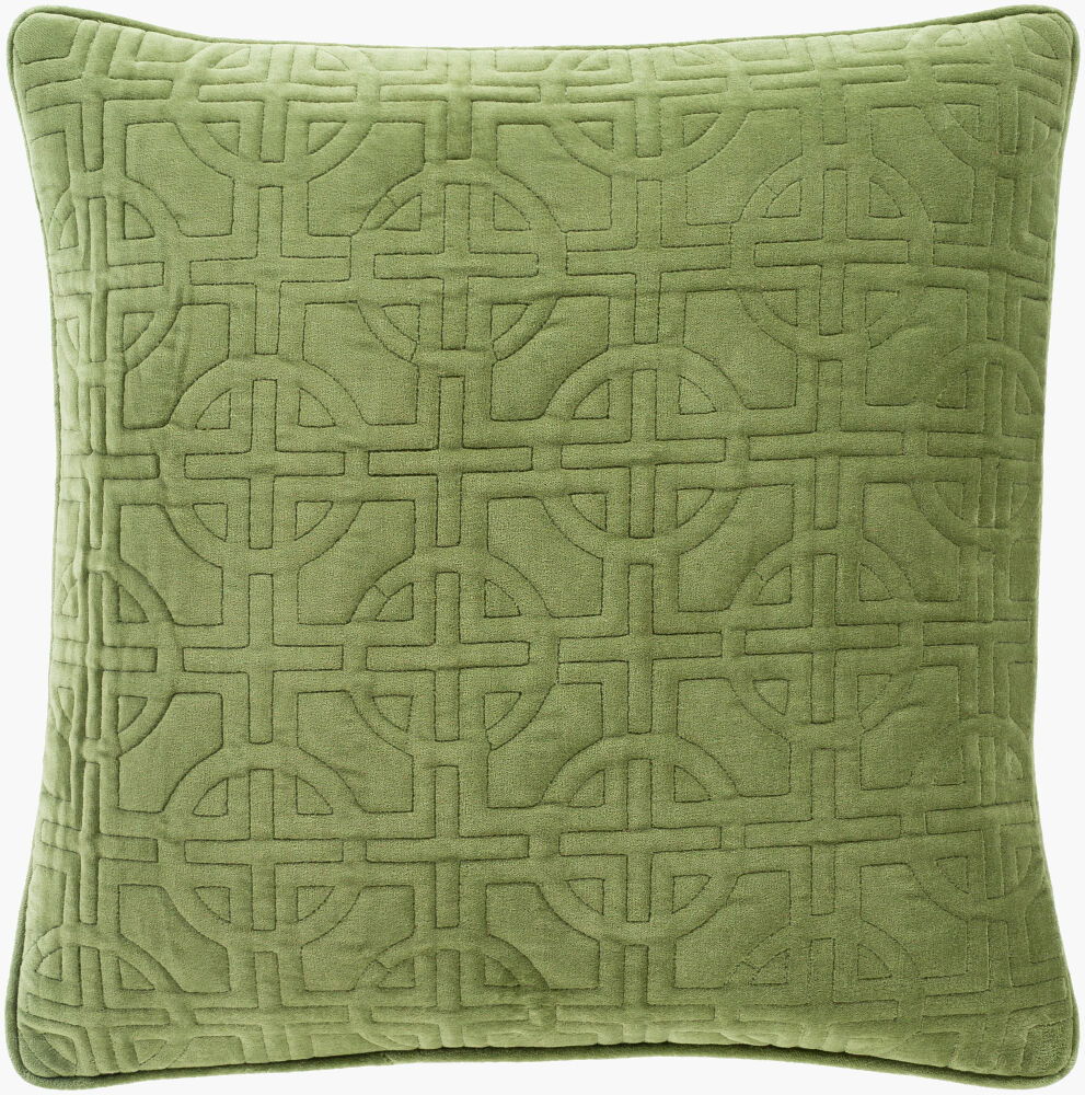 Quilted Cotton Velvet Accent Pillow Down, Decorative Pillow by Surya, 18" length x 18" width