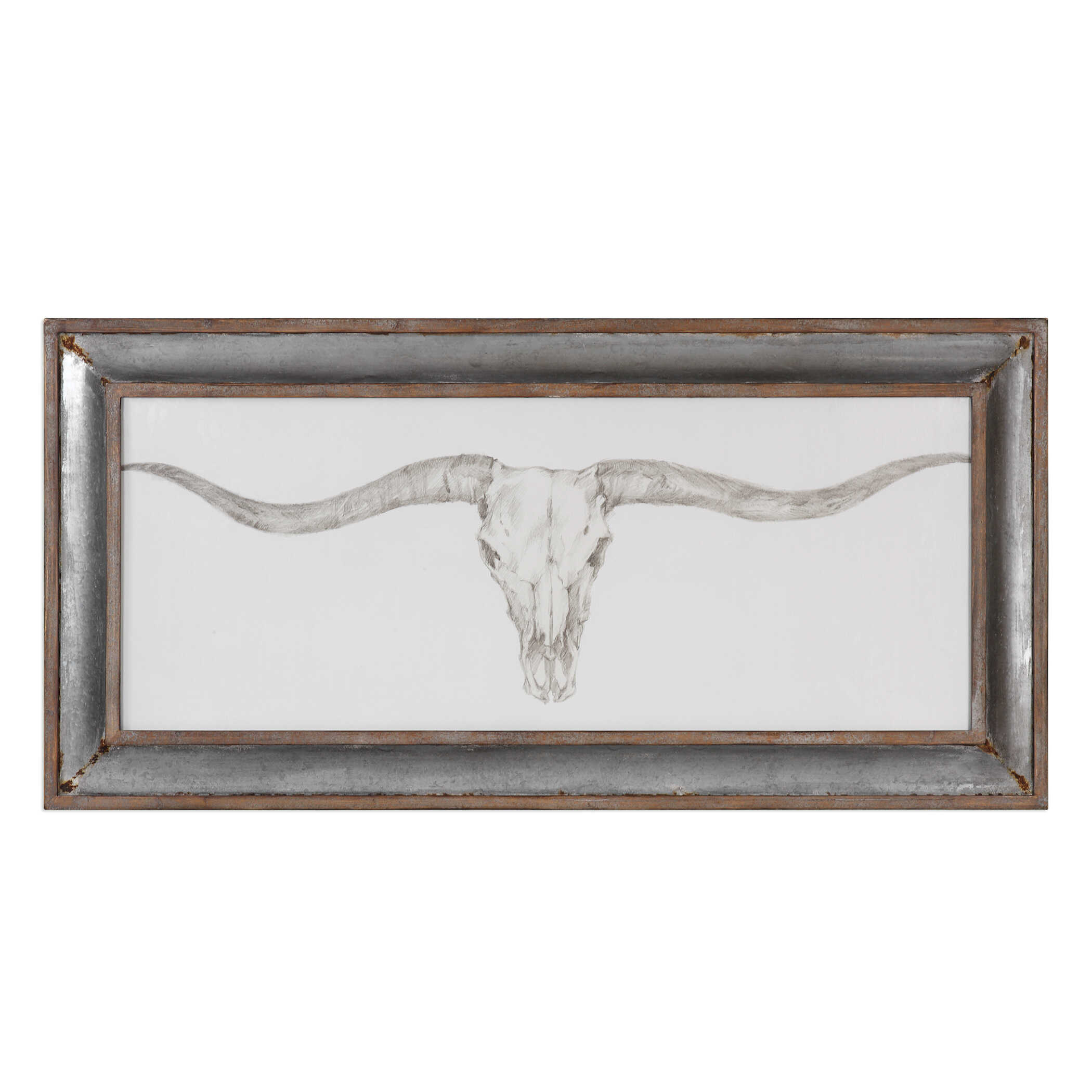 Western Skull Mount Print, Painting by Uttermost, 70.5" width x 34.37" height x 3.5" depth View 1