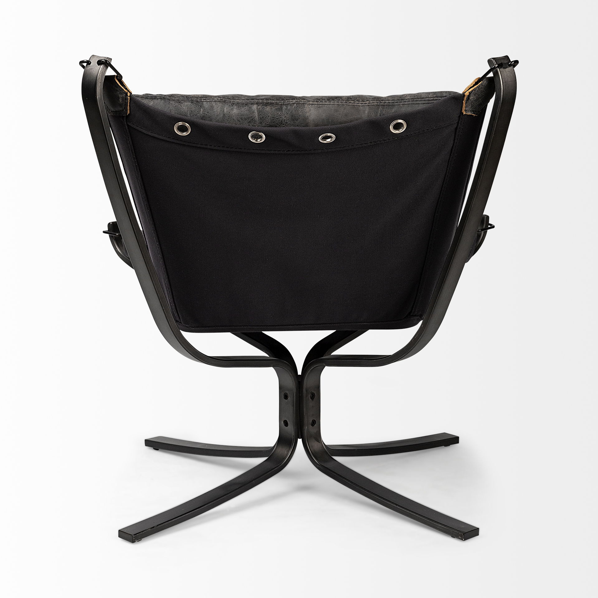 Colarado Black Leather Cushions with Black Metal Frame Sling-Style Accent Chair large image 