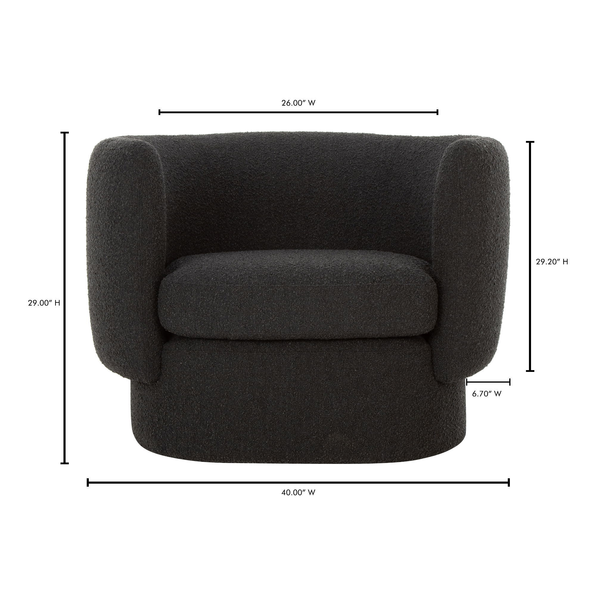 Koba Chair Maya Black, Accent Chair by Moe's Home, 40" width x 29" height x 33.75" depth View 8