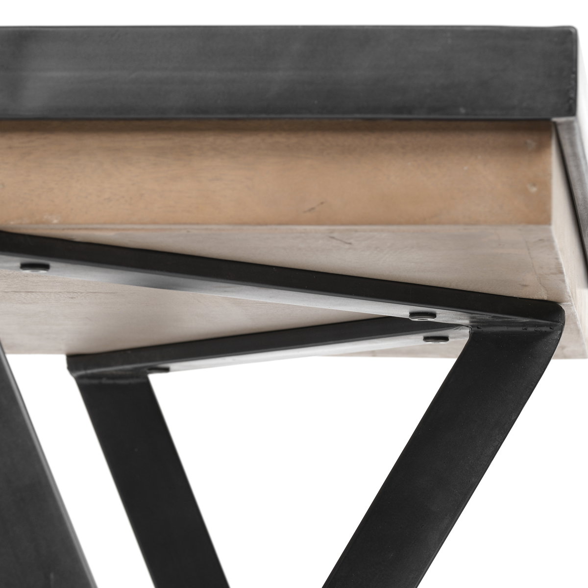Steinbeck 61L x 28.75W x 30H Light Brown Wooden Iron Frame Office Desk, by Mercana, 61" length x 28.75" width x 30" height View 10