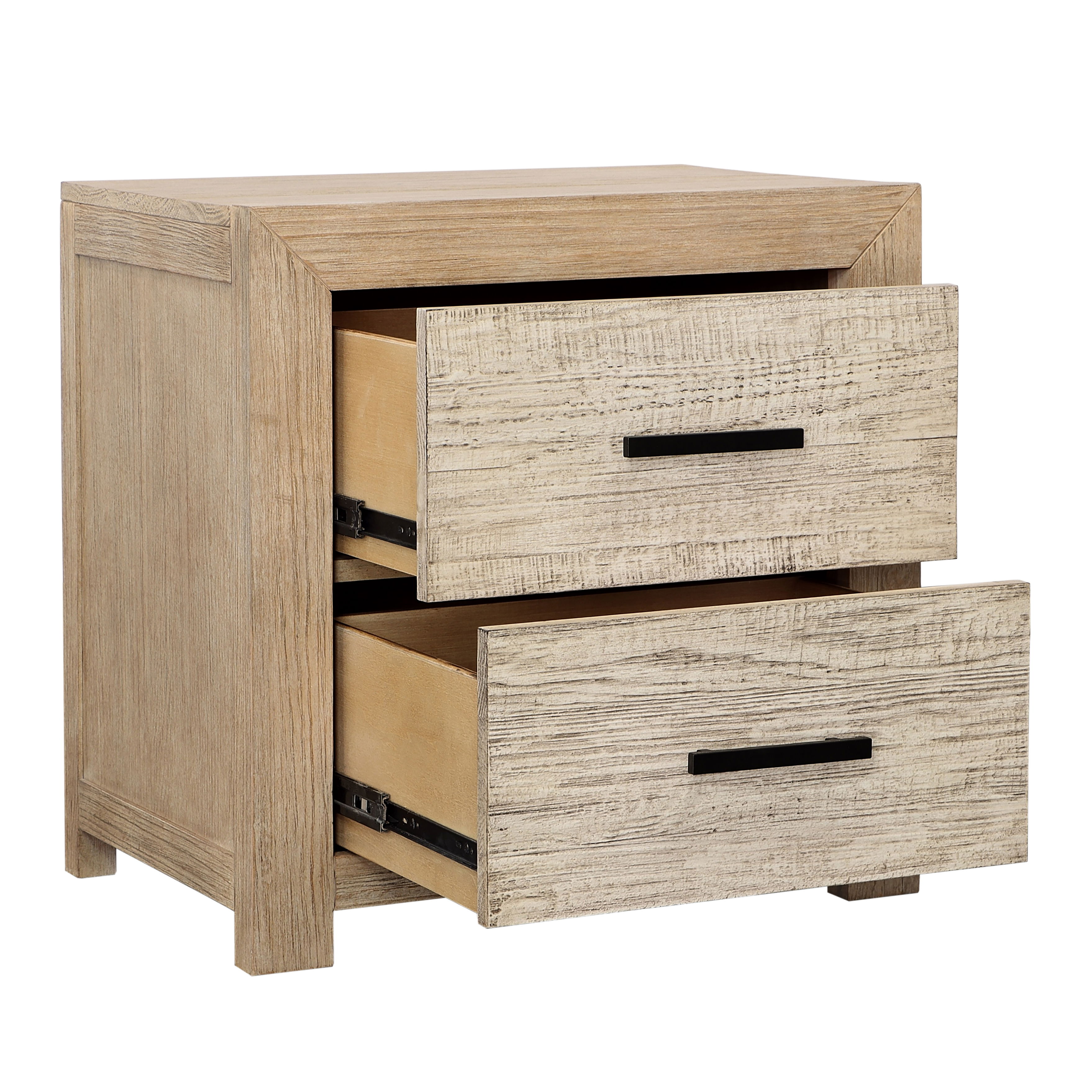 Roux Double Drawer Nightstand Light Warm Wash, by Dovetail, 27.25" width x 27.5" height x 18" depth View 5
