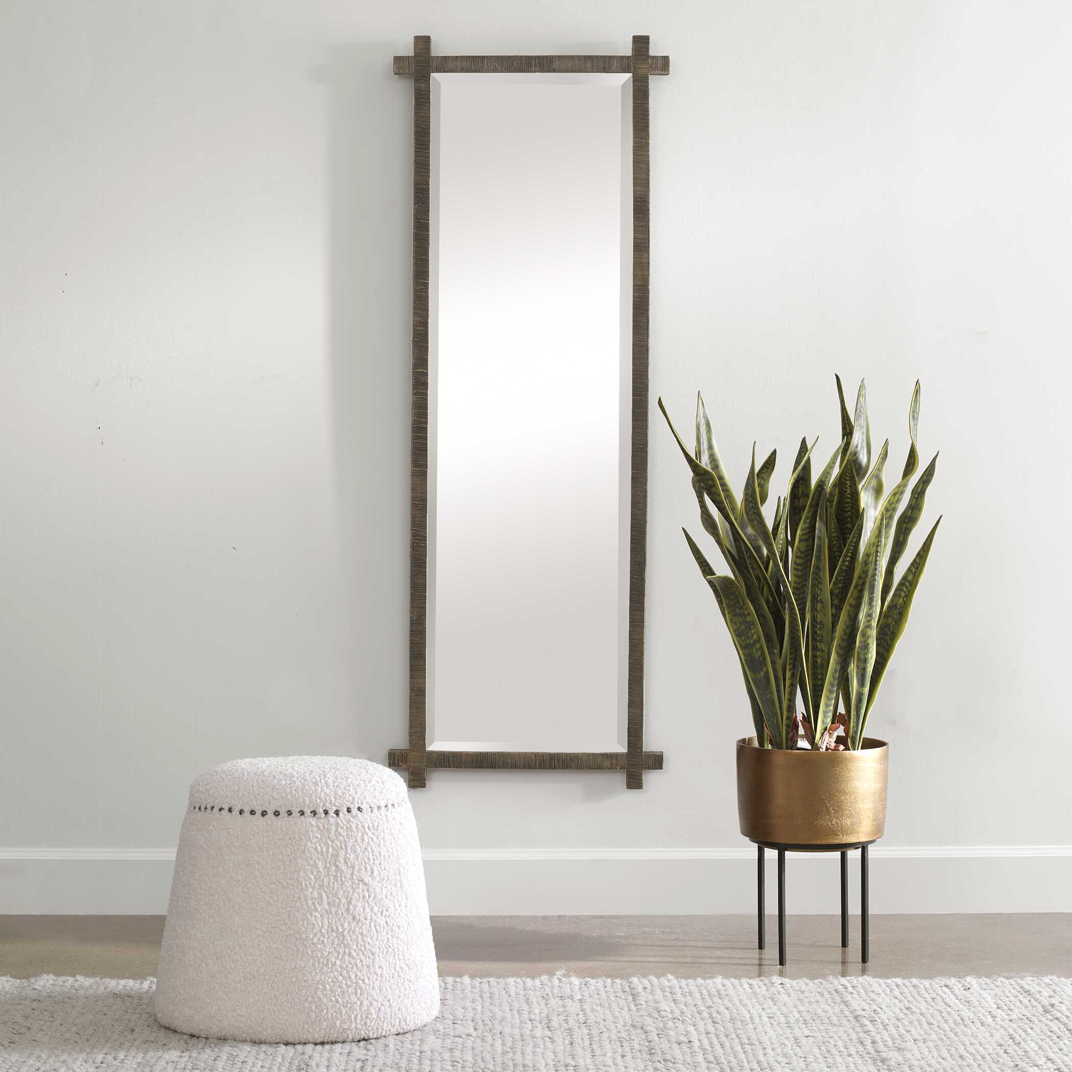 Abanu Ribbed Gold Dressing Mirror, by Uttermost, 22" width x 60.25" height x 1.25" depth View 8