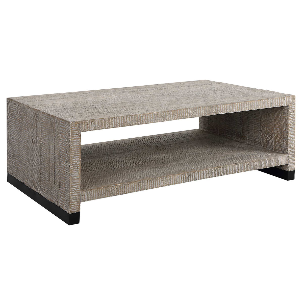 Bosk White Washed Coffee Table, by Uttermost, 53.87" width x 18.12" height x 29.87" depth View 5