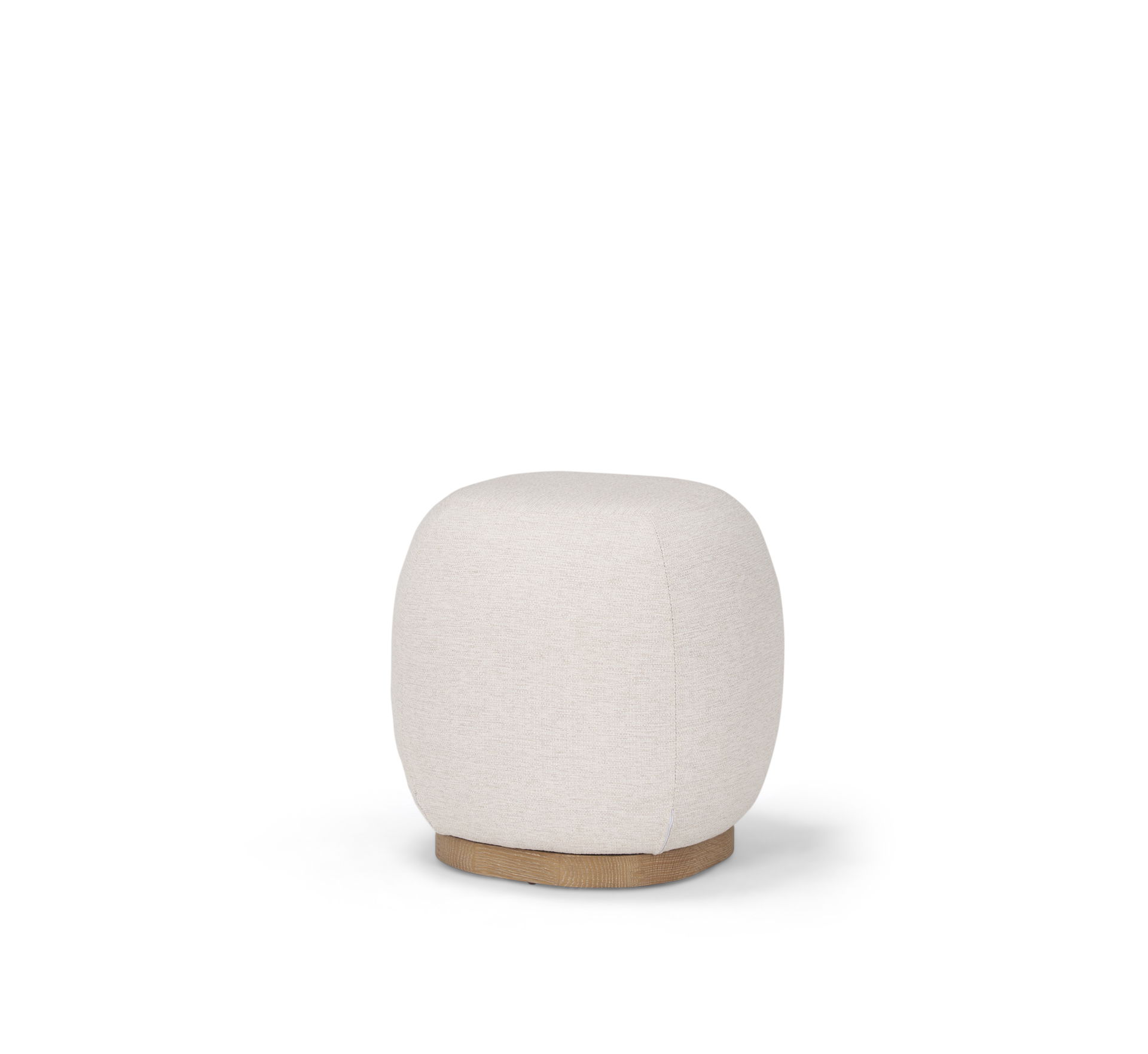 Siren Cream Fabric with Light Brown Wood Round Accent Stool large image 