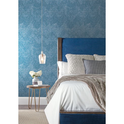 Fabric Chevron Teal Wallpaper