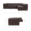 Form Signature Modular Sectional Espresso Brown Leather, Sectional Sofa by Moe's Home, 112" width x 26" height x 71.5" depth thumbnail 8