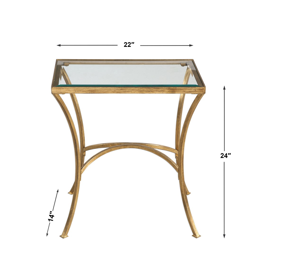 Alayna Gold End Table, Side & End Table by Uttermost, 22" width x 24" height x 14" depth View 3