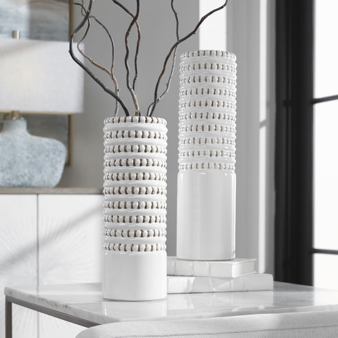 Angelou White Vases, Set/2