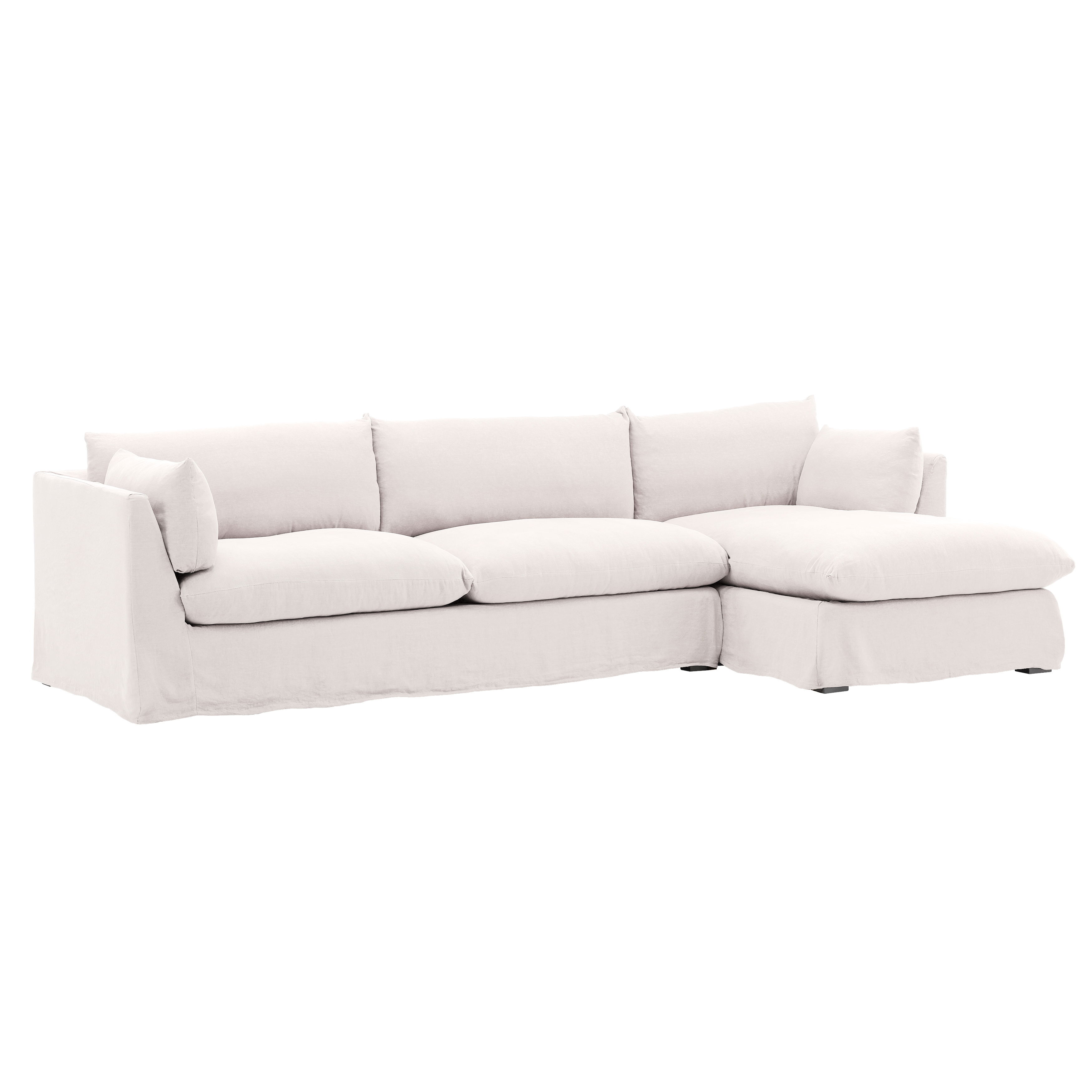 Otis 2 Piece Chaise Sectional Slipcover RAF Natural, Sofas & Sectional by Dovetail, 123" width x 28.3" height x 63" depth
