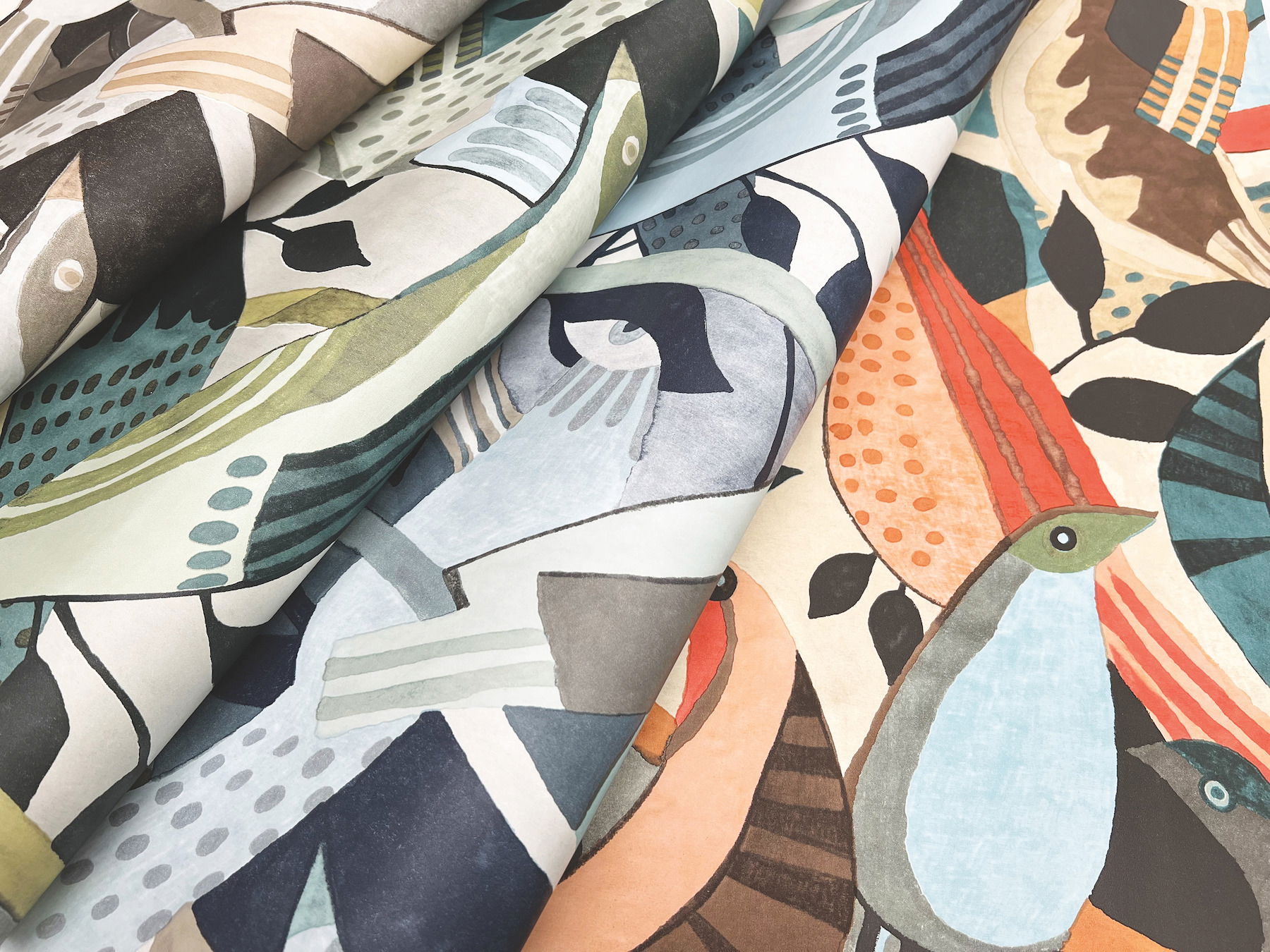 Fauvist Flock Blue Wallpaper large image 