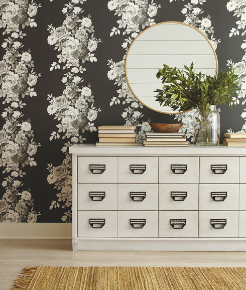 Magnolia Home Tea Rose Black & White Peel & Stick Wallpaper