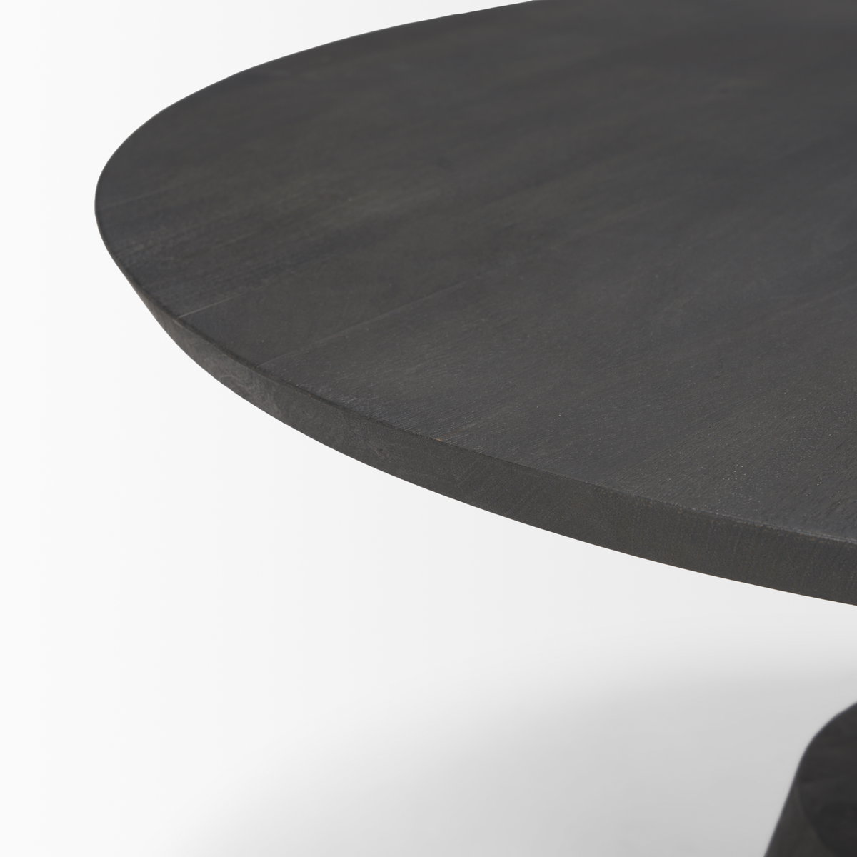 Maxwell 34' Dark Brown Wood with Black Metal Pedestal Base Round Coffee Table, by Mercana, 34" length x 34" width x 16" height View 8