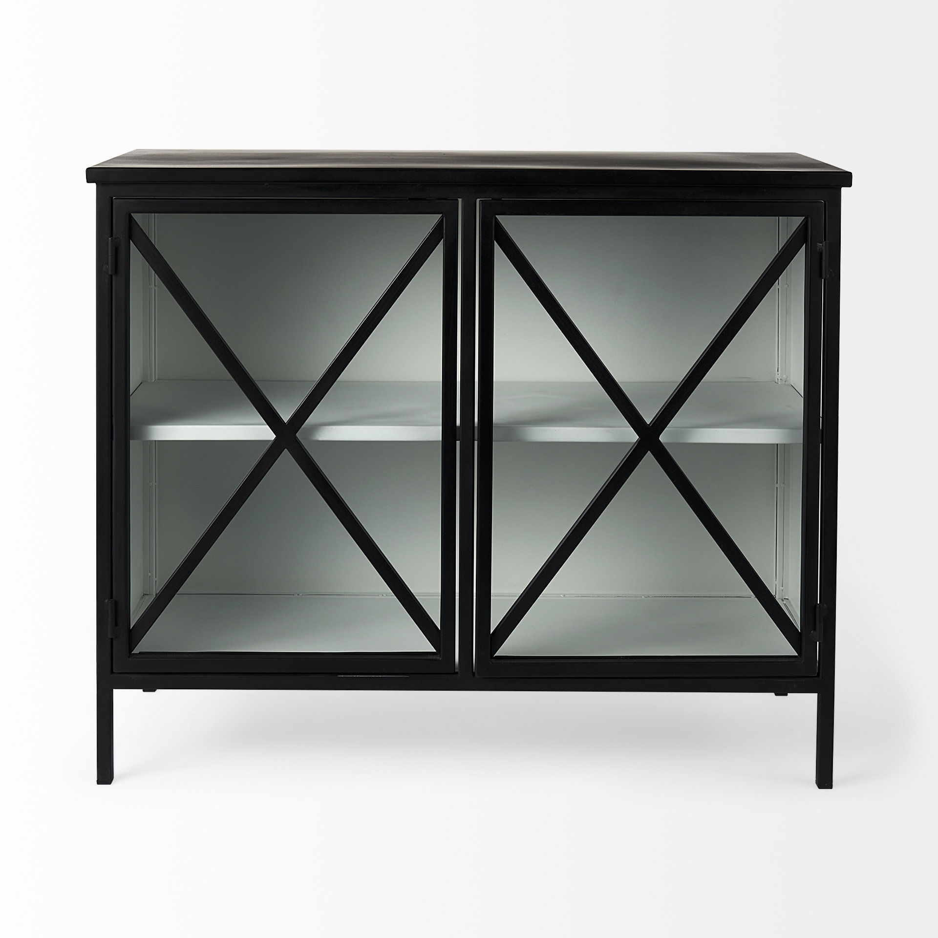 Aurelia Two Door Glass Cabinet, Cabinets & Chest by Mercana, 40.5" length x 16" width x 33" height View 6