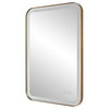 Crofton Lighted Brass Vanity Mirror, by Uttermost, 1'10.25" width x 2'8.25" height x 2.12" depth thumbnail 7