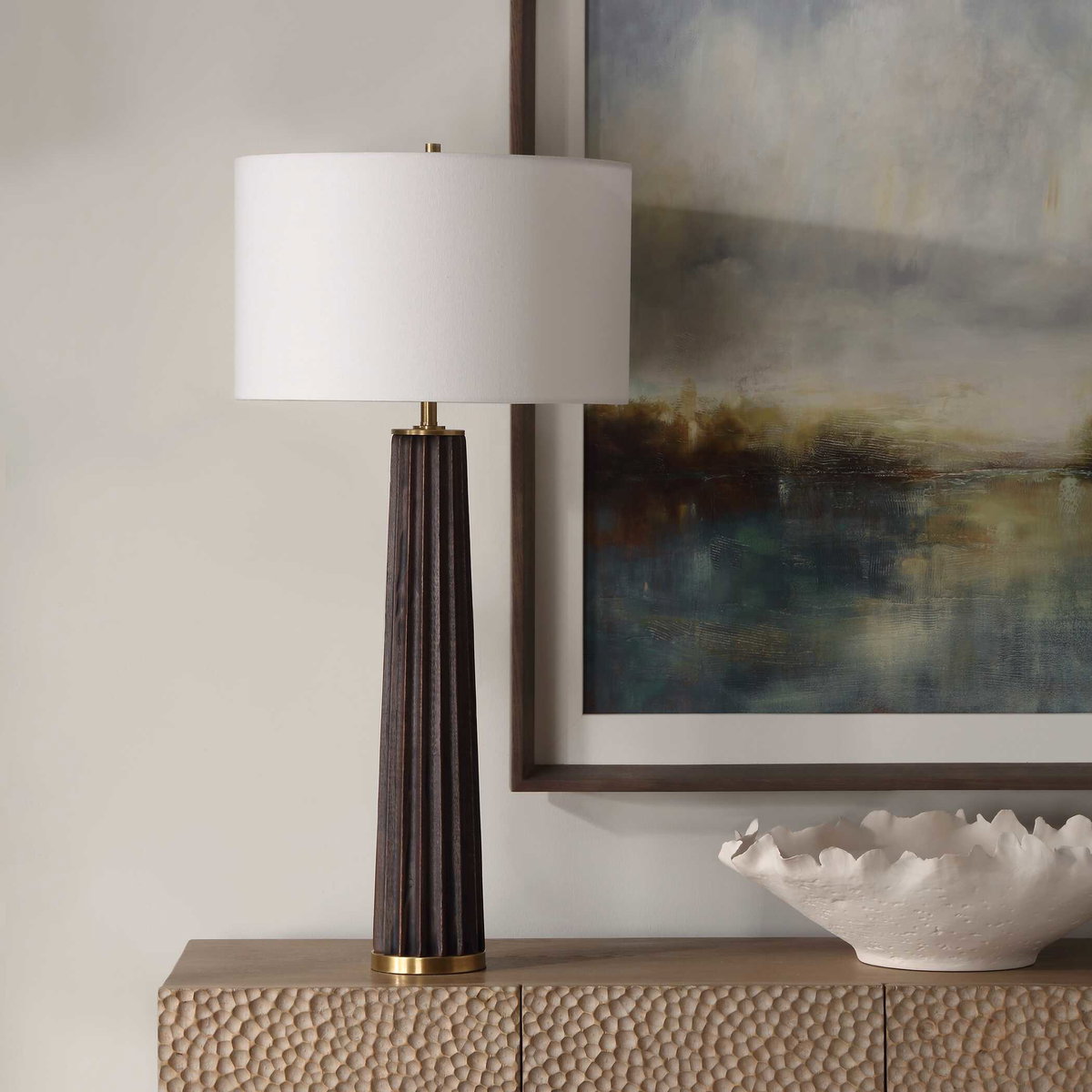 Forage Dark Scalloped Table Lamp, by Uttermost, 1'3" width x 2'7.5" height x 1'3" depth View 4