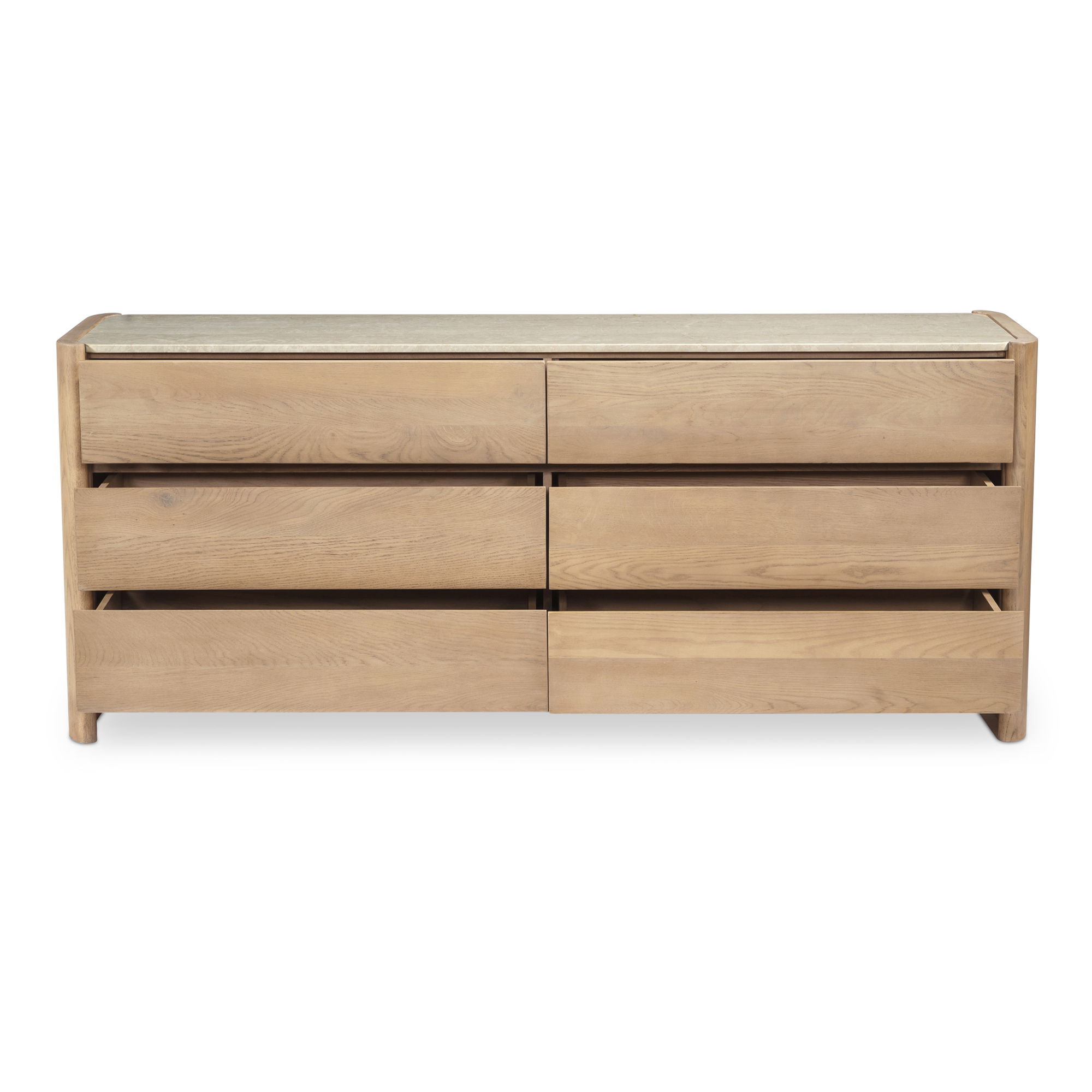 Lane 6 Drawer Dresser Natural, by Moe's Home, 72" width x 30" height x 20" depth View 4