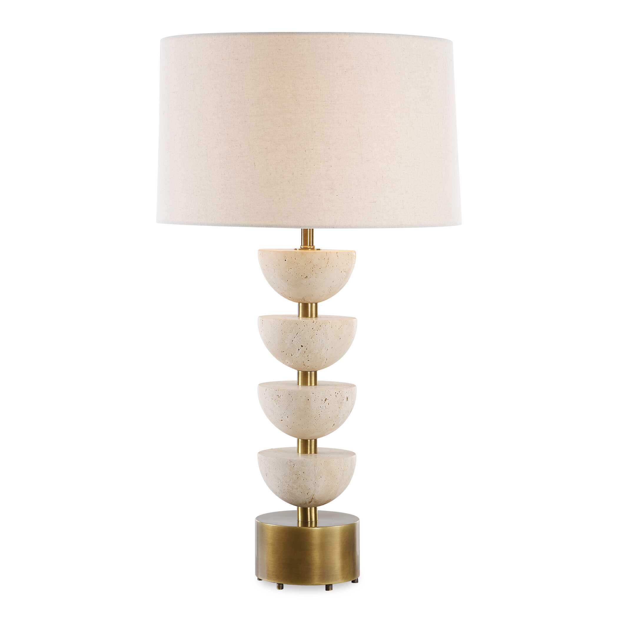 Hemisphere Travertine Table Lamp, by Uttermost, 17" width x 30.5" height x 17" depth View 1