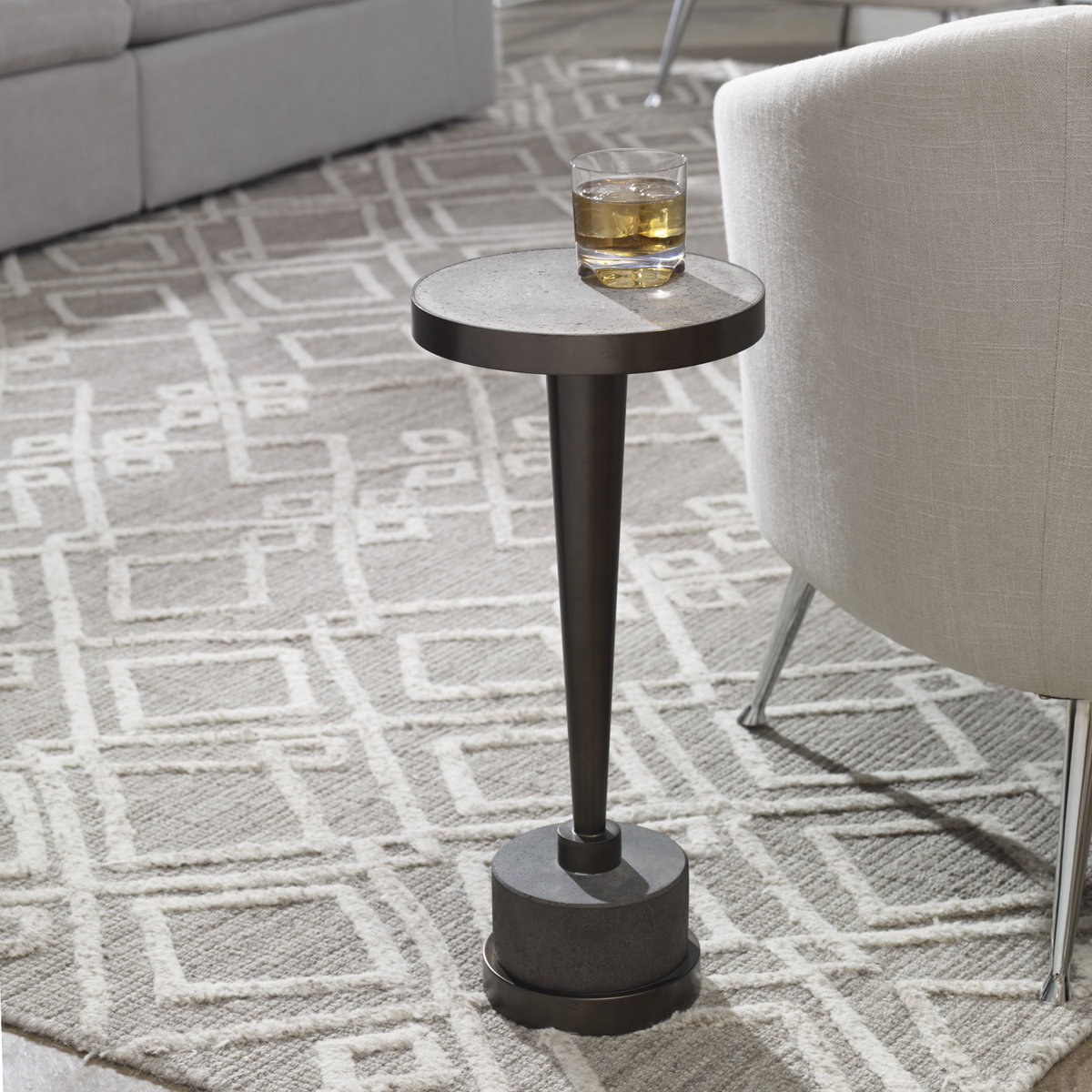 Masika Bronze Accent Table, Side & End Table by Uttermost, 10.5" width x 21.62" height x 10.5" depth View 6